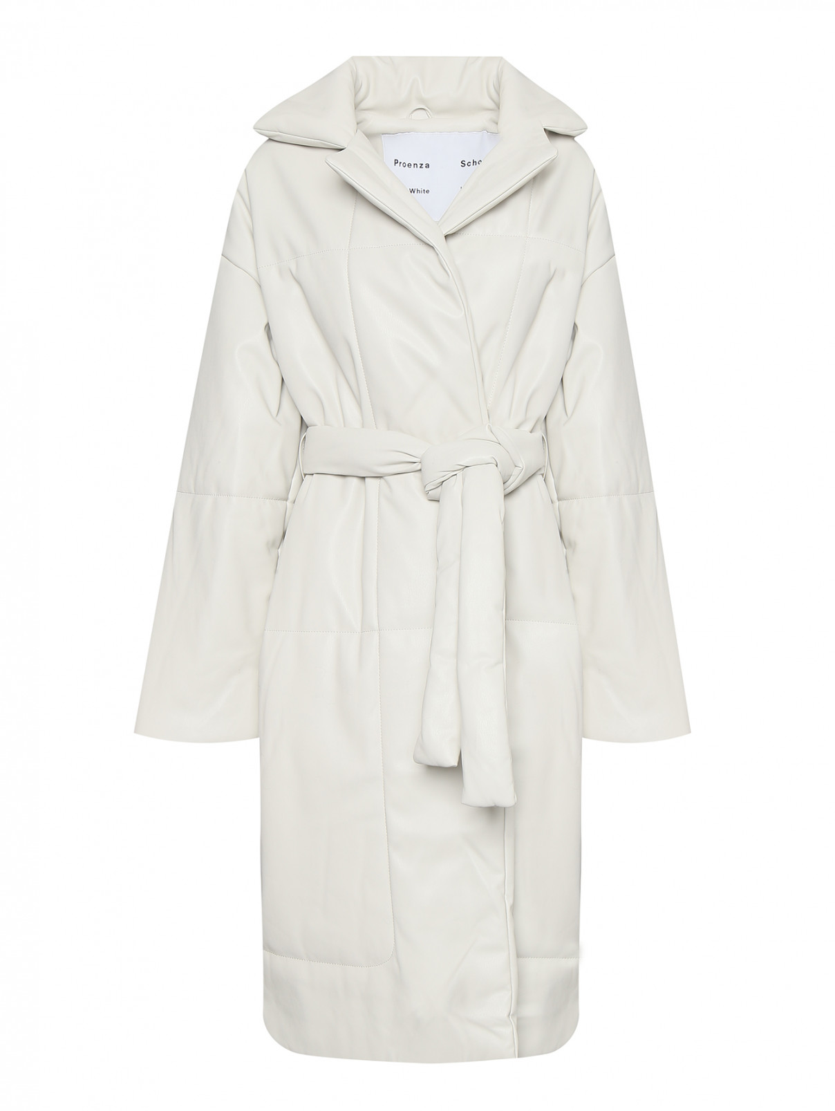 Стеганое пальто из эко-кожи Proenza Schouler  –  Общий вид  – Цвет:  Белый
