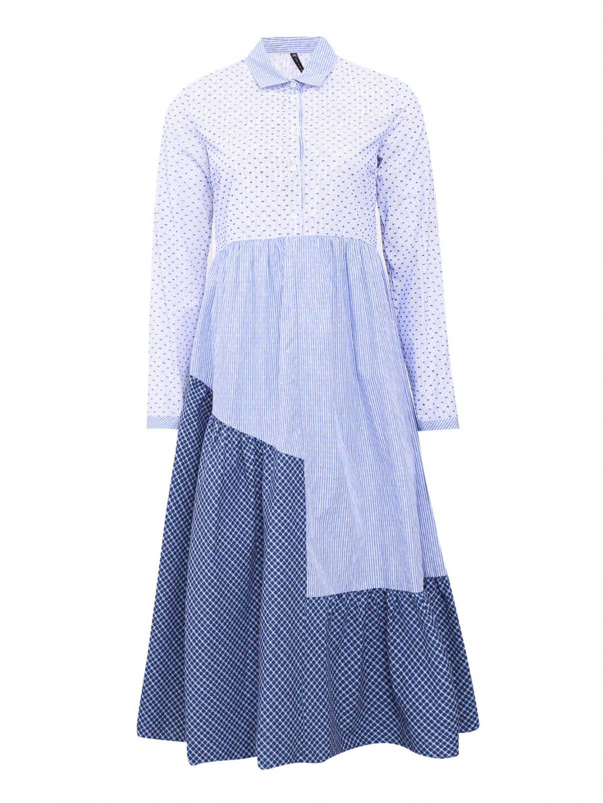 Платье из хлопка с принтом Manila Grace  –  Общий вид  – Цвет:  Синий