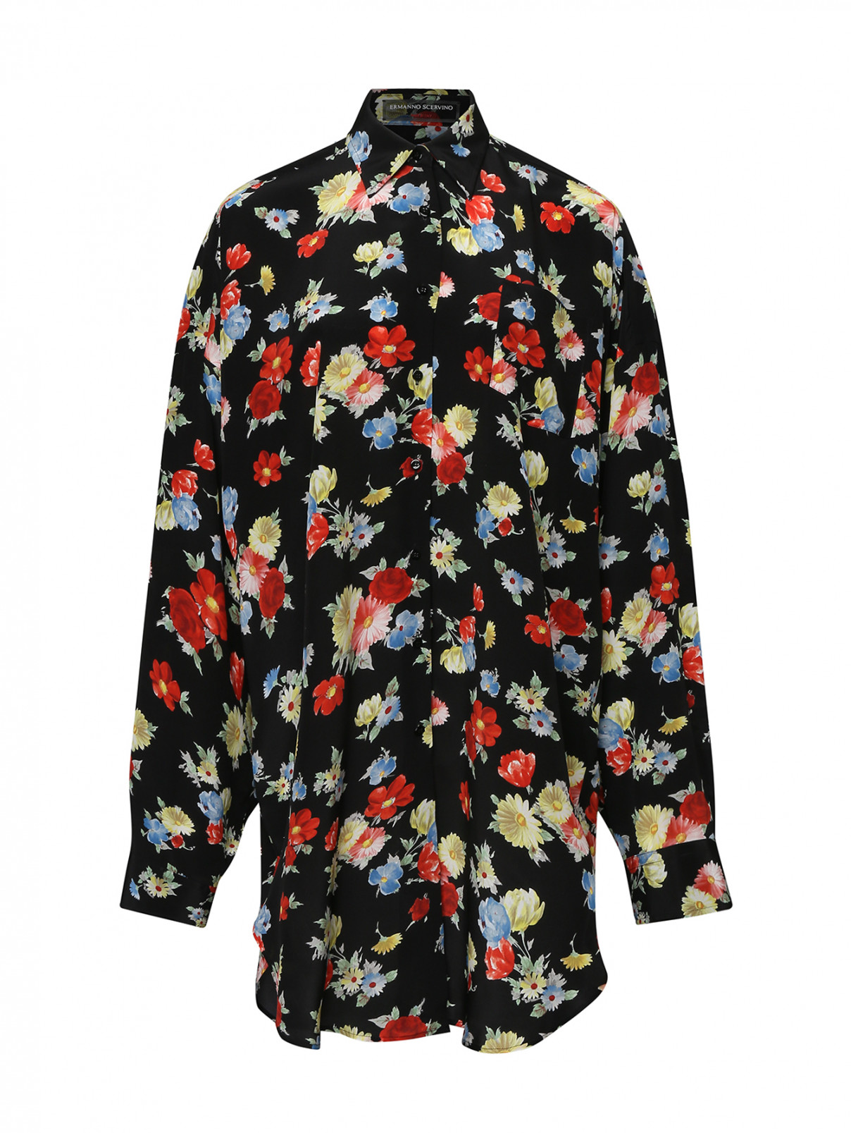 Платье из шелка с цветочным узором Ermanno Scervino  –  Общий вид  – Цвет:  Узор