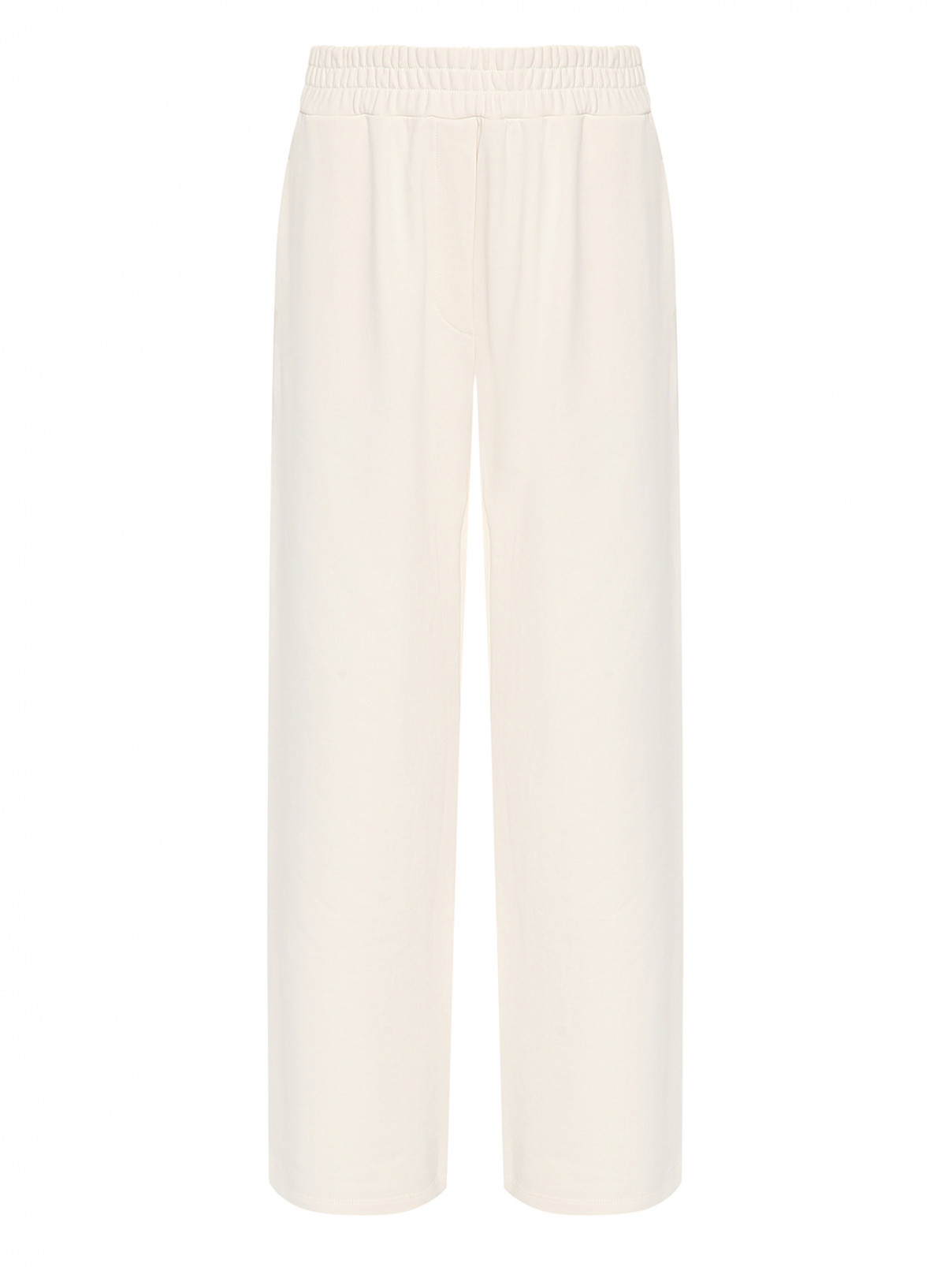Широкие хлопковые брюки на резинке Weekend Max Mara  –  Общий вид  – Цвет:  Бежевый