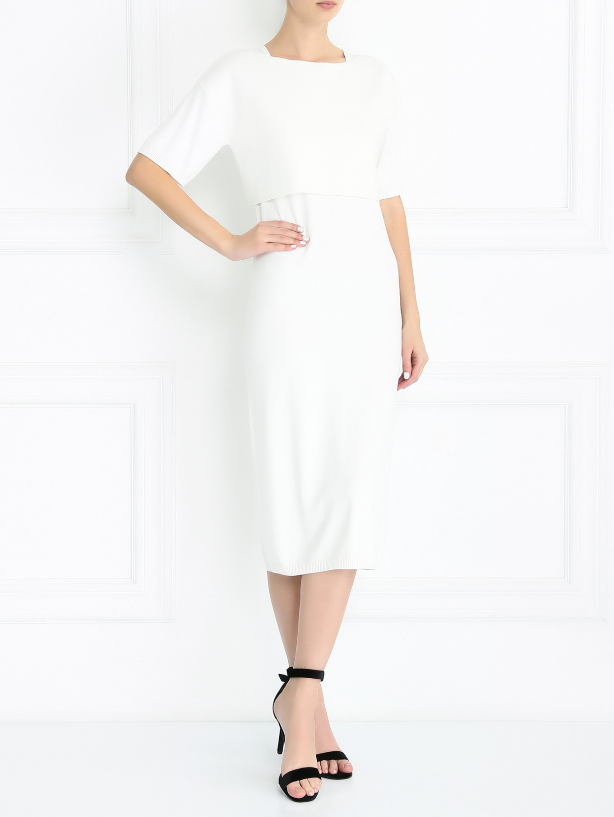 Платье-футляр с джемпером Weekend Max Mara  –  Модель Общий вид  – Цвет:  Белый