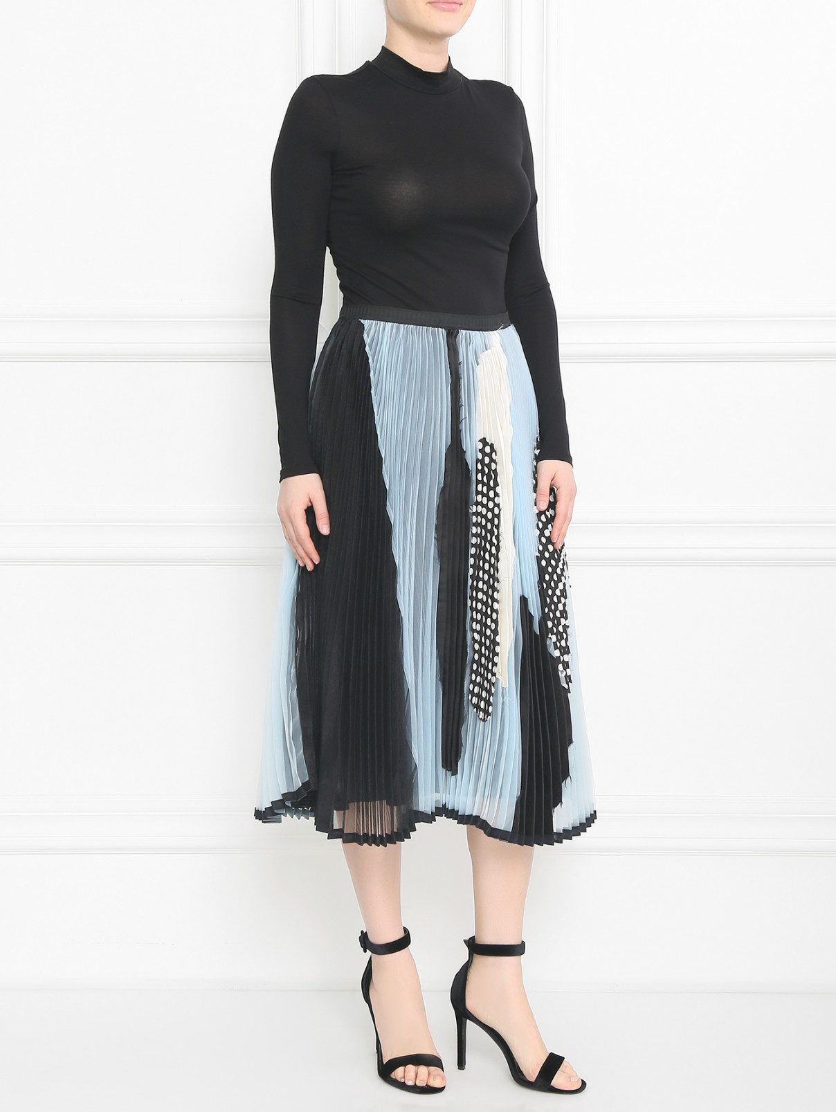 Плиссированная юбка-миди Antonio Marras  –  Модель Общий вид  – Цвет:  Синий