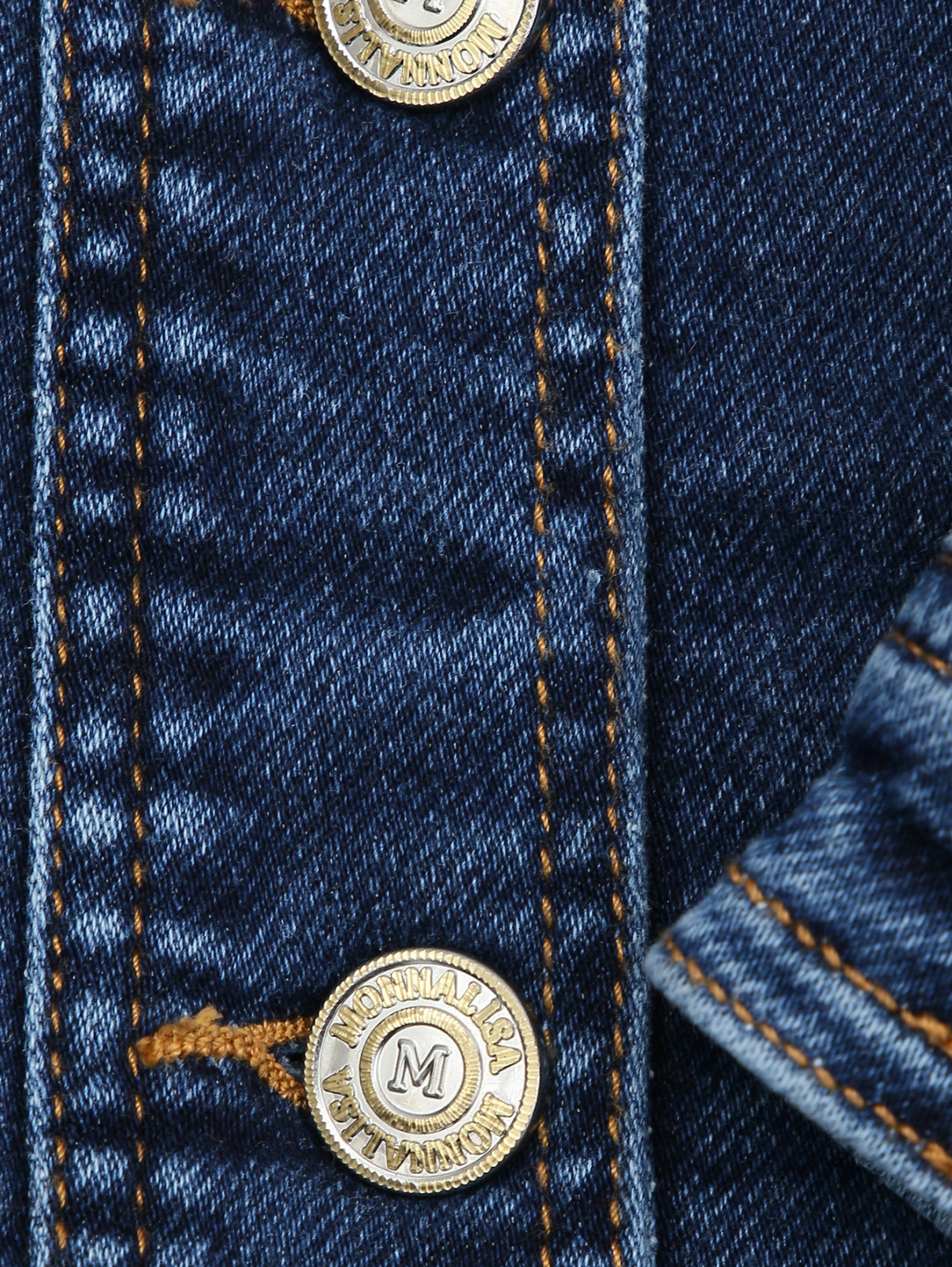 Утепленная джинсовая куртка с аппликацией MONNALISA  –  Деталь1  – Цвет:  Синий