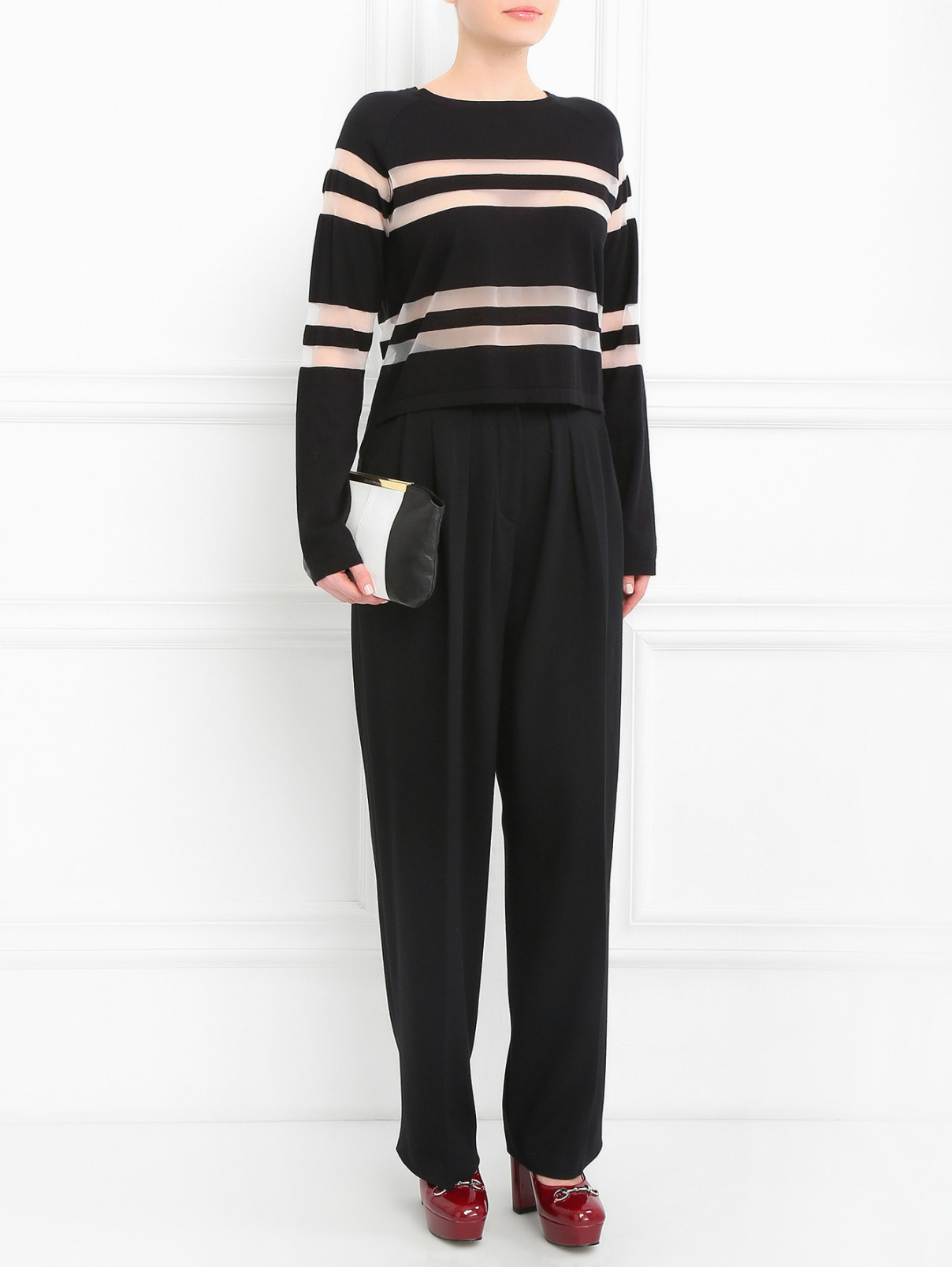 Трикотажные широкие брюки Sonia Rykiel  –  Модель Общий вид  – Цвет:  Черный