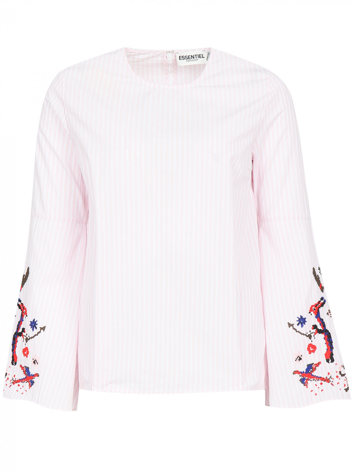 Блуза из хлопка с узором "полоска" и вышивкой Essentiel Antwerp  –  Общий вид  – Цвет:  Узор
