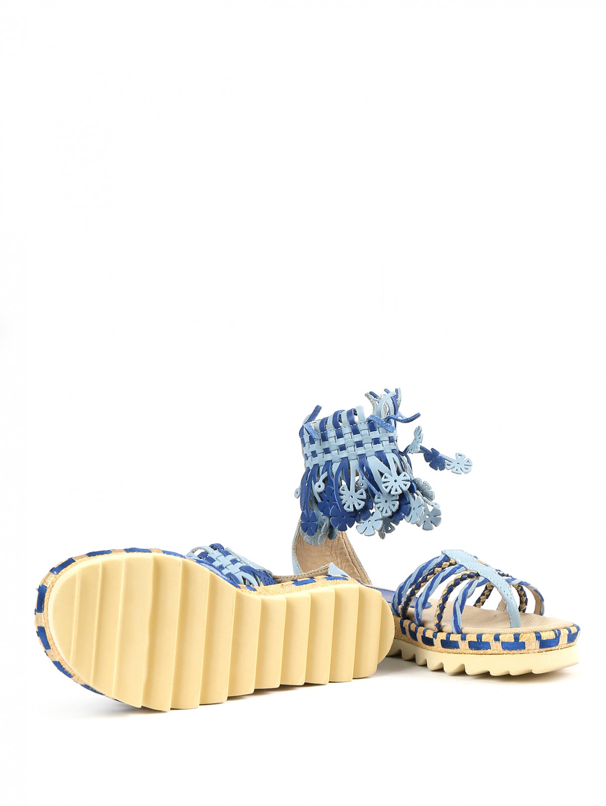 Сандалии с бахромой из кожи Simonetta  –  Обтравка4  – Цвет:  Синий