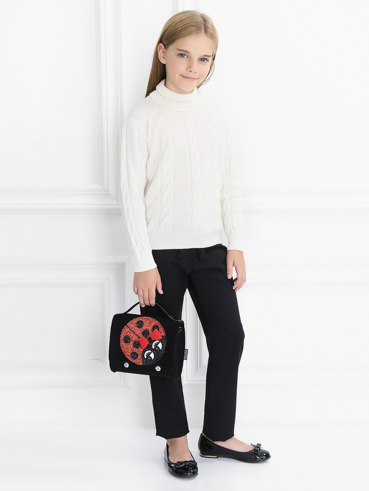 Брюки из тонкой шерсти с поясом Aletta Couture  –  Модель Общий вид  – Цвет:  Черный