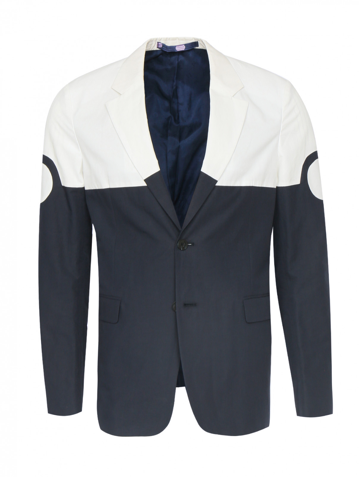 Однобортный пиджак из хлопка и льна Kenzo  –  Общий вид  – Цвет:  Белый