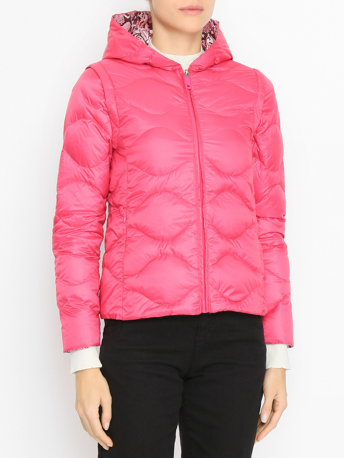 Куртка однотонная на молнии с капюшоном Max&Co  –  МодельВерхНиз  – Цвет:  Розовый