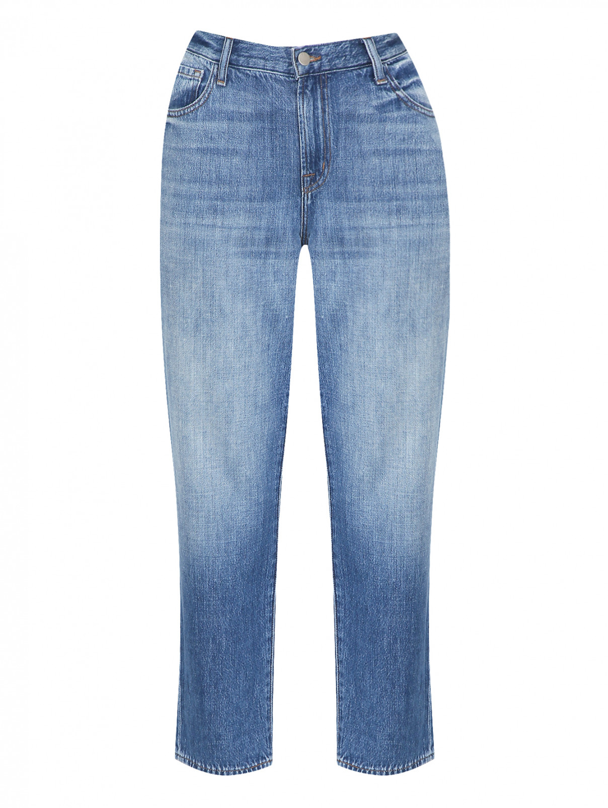 Укороченные джинсы с потертостями J Brand  –  Общий вид  – Цвет:  Синий