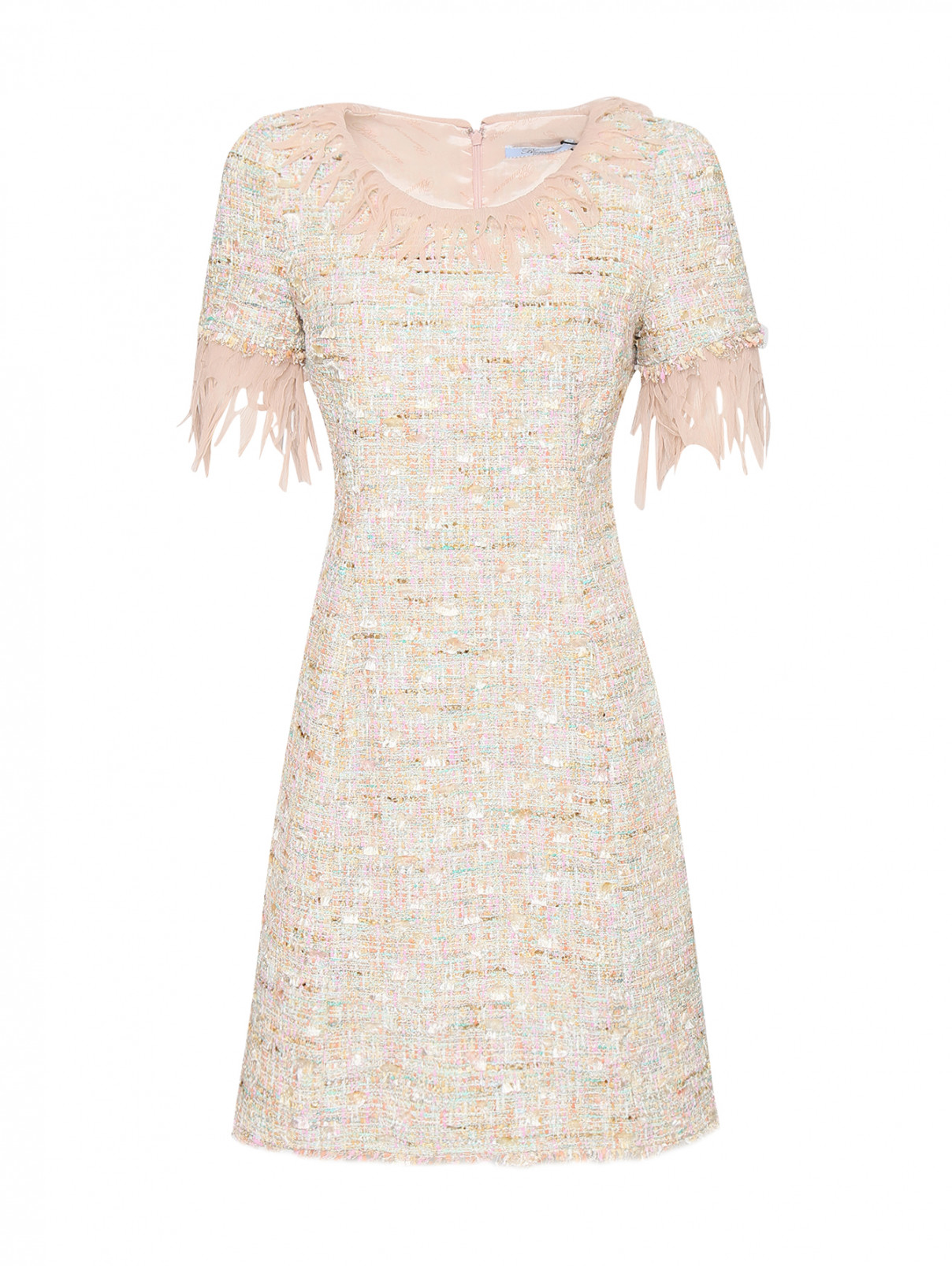 Платье с узором и декоративной отделкой Blumarine  –  Общий вид  – Цвет:  Розовый