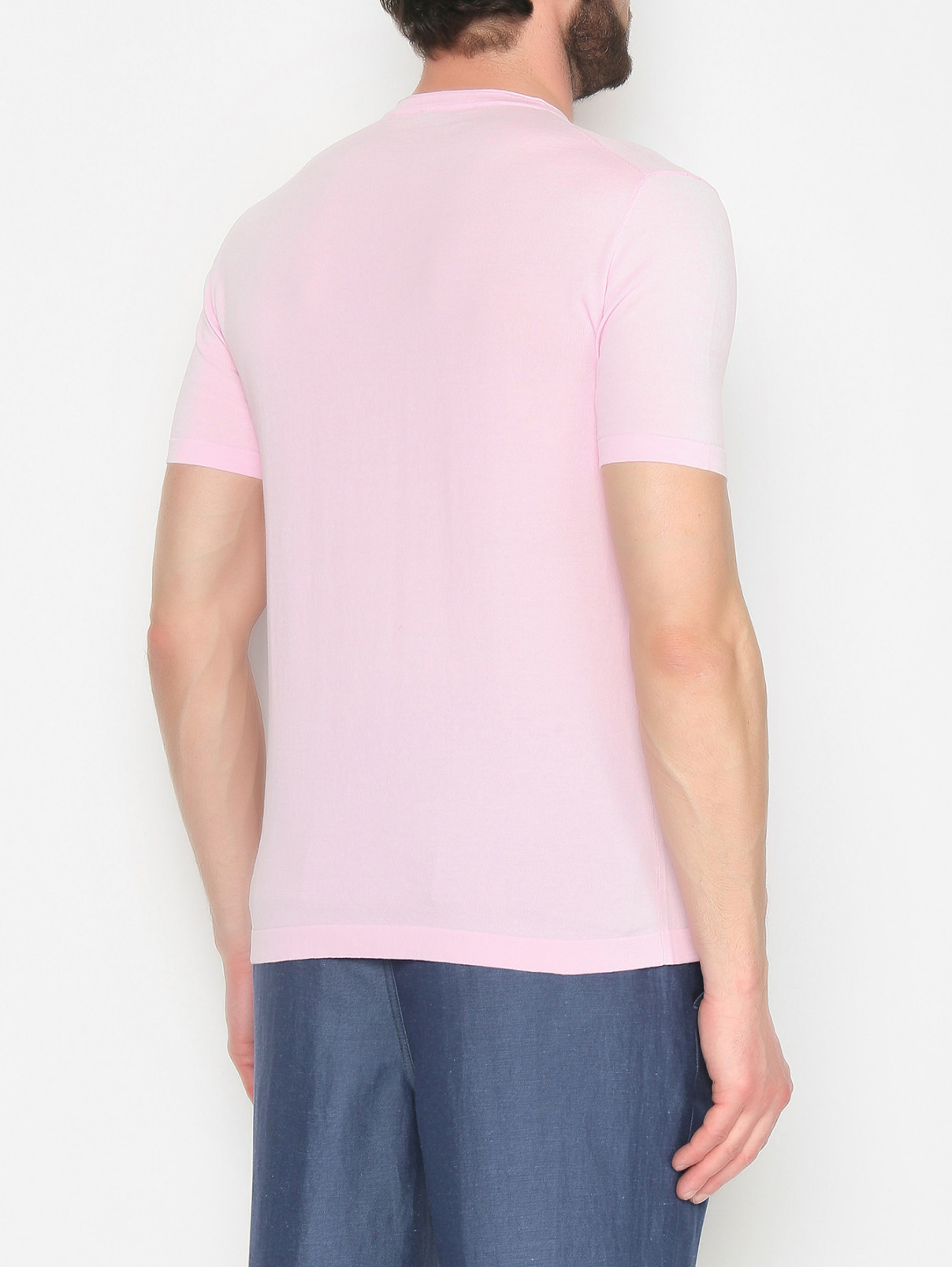 Джемпер из хлопка с короткими рукавами Kangra Cashmere  –  МодельВерхНиз1  – Цвет:  Розовый