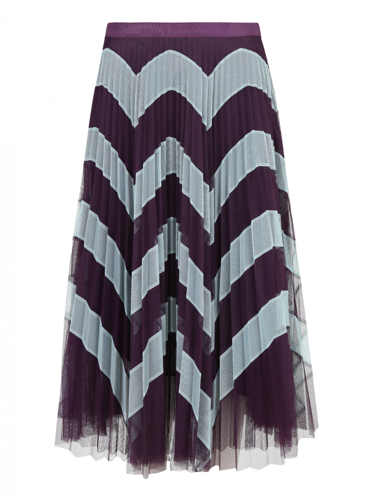 Юбка из плиссированной ткани с узором Mary Katrantzou  –  Общий вид  – Цвет:  Фиолетовый