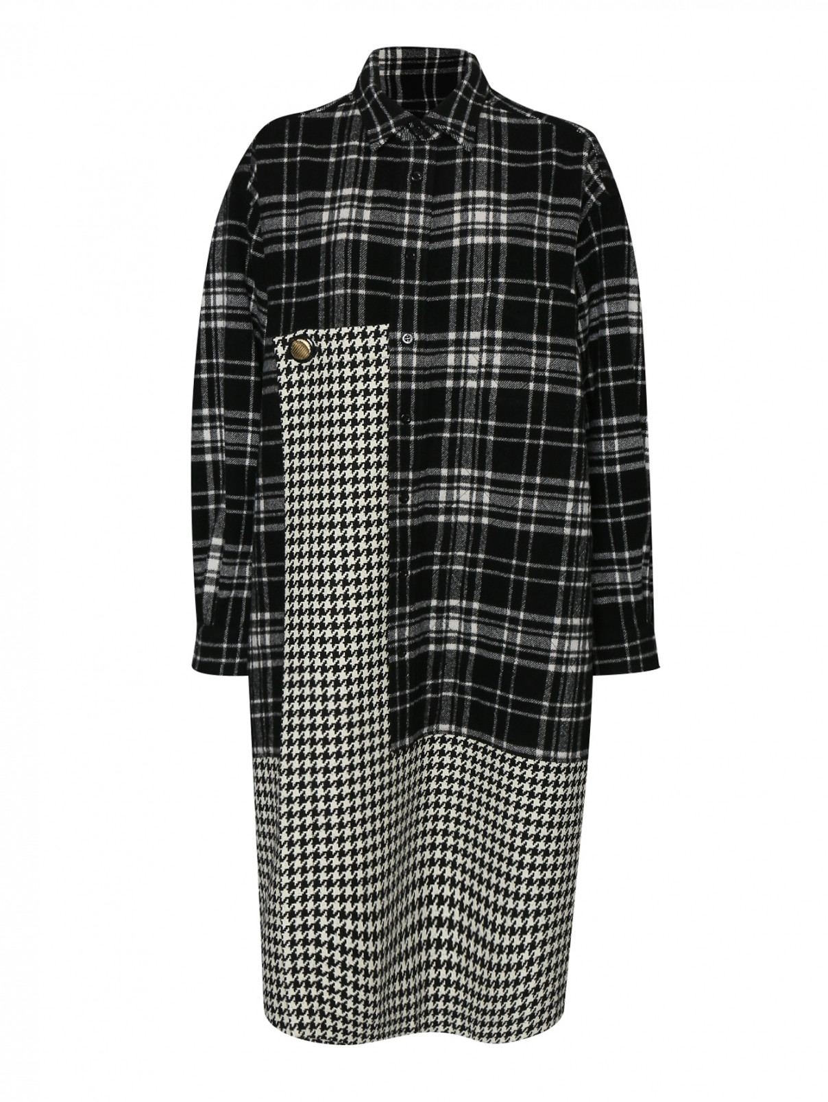 Пальто в клетку из шерсти Balenciaga  –  Общий вид  – Цвет:  Черный