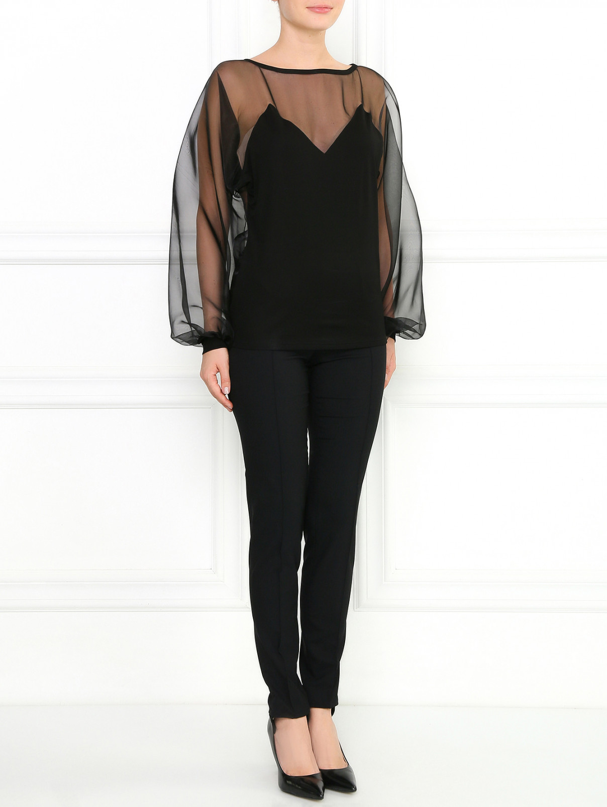 Блуза с объемными рукавами Jean Paul Gaultier  –  Модель Общий вид  – Цвет:  Черный