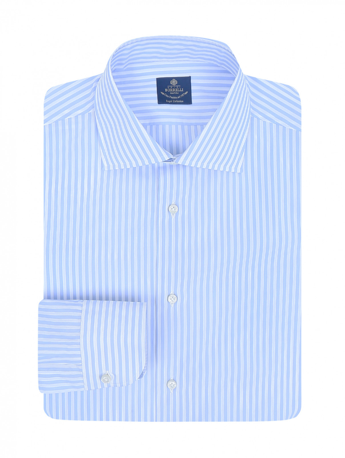 Рубашка из хлопка "полоска" Borrelli  –  Общий вид  – Цвет:  Узор