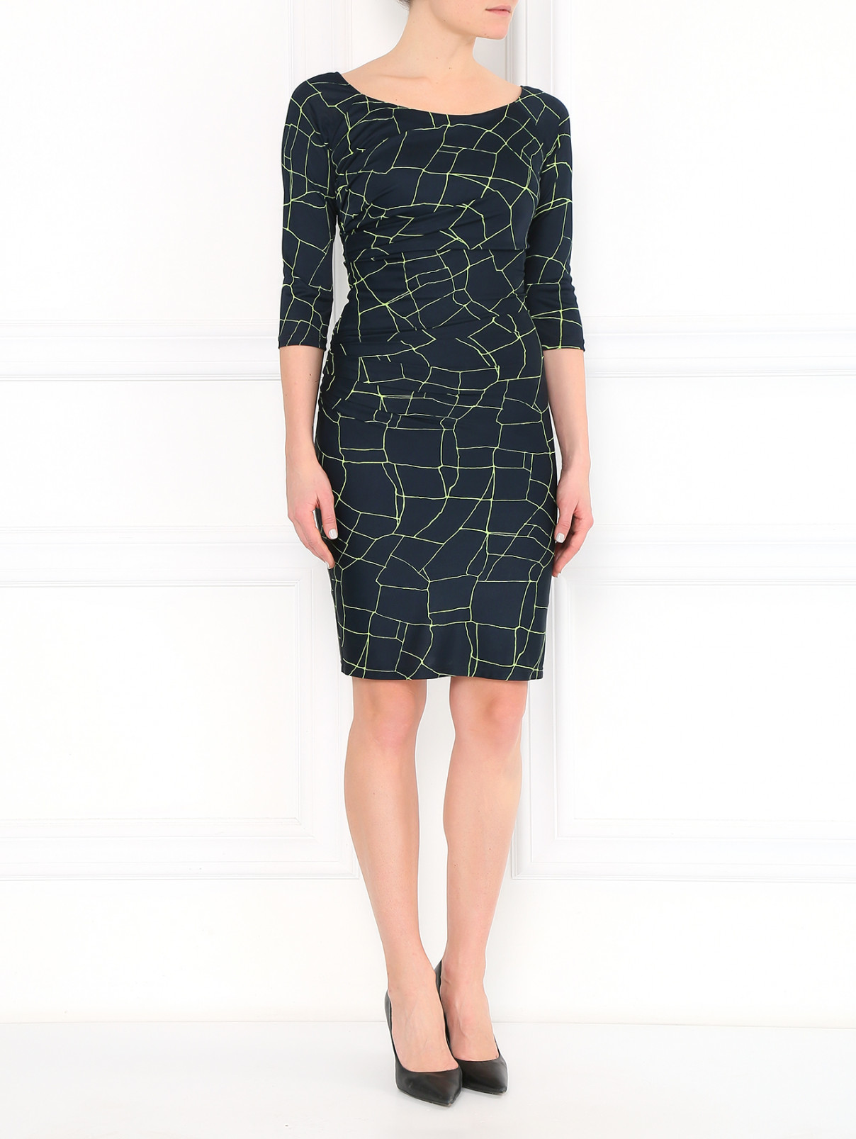Платье с абстрактным принтом Versace Collection  –  Модель Общий вид  – Цвет:  Черный