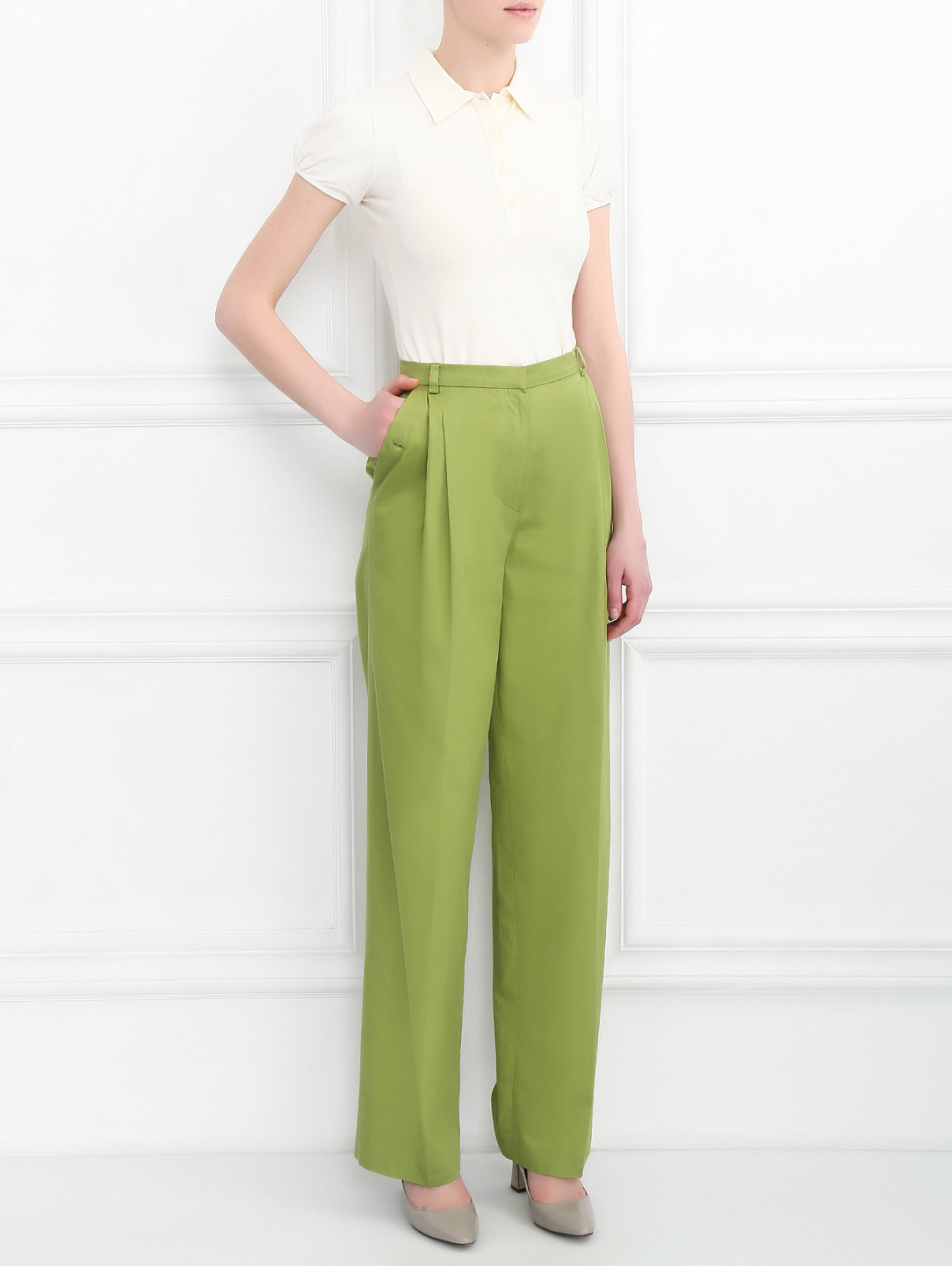 Широкие брюки из хлопка с защипами Antonio Marras  –  Модель Общий вид  – Цвет:  Зеленый