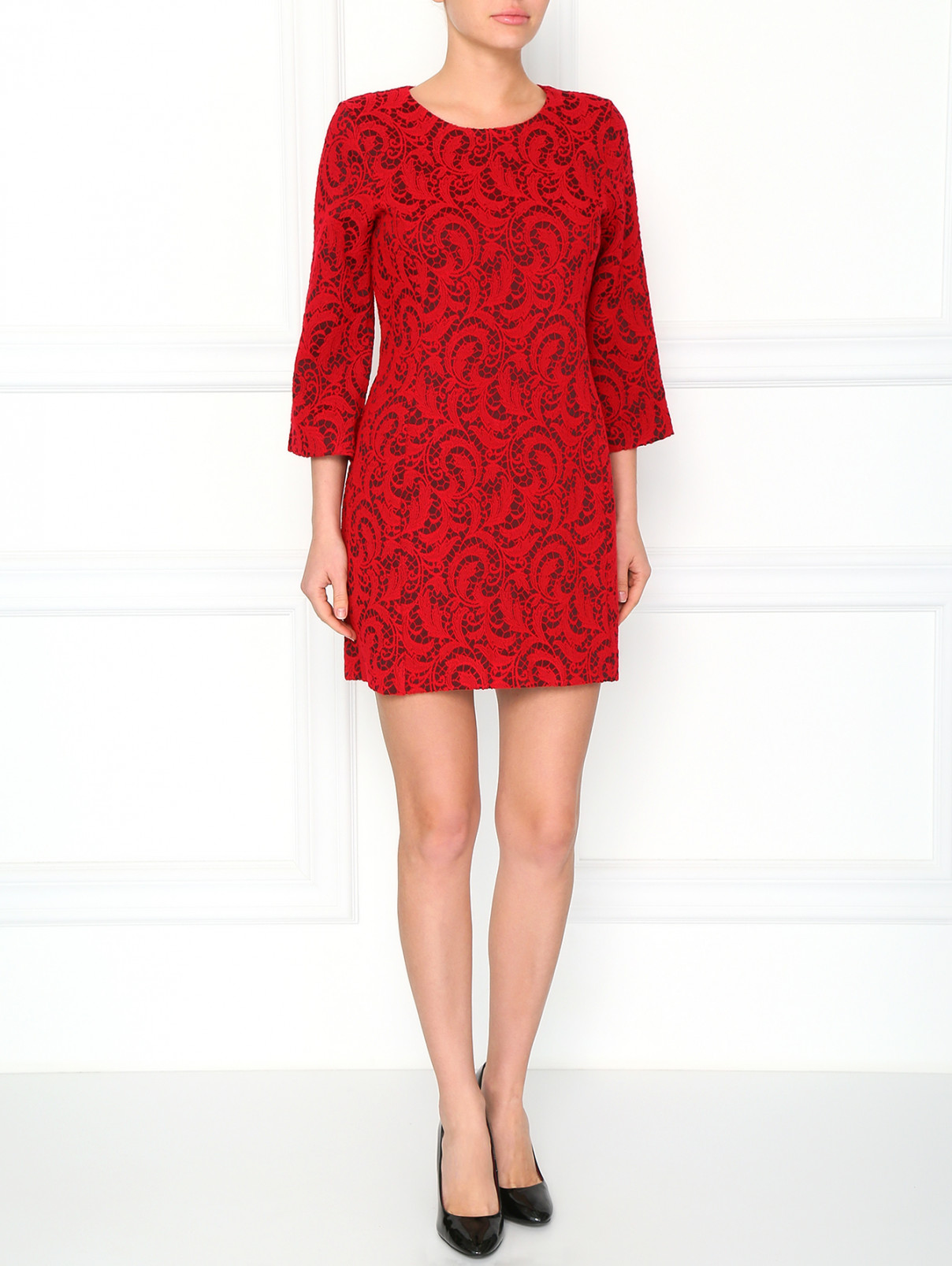 Кружевное платье Pierre Mantoux  –  Модель Общий вид  – Цвет:  Красный