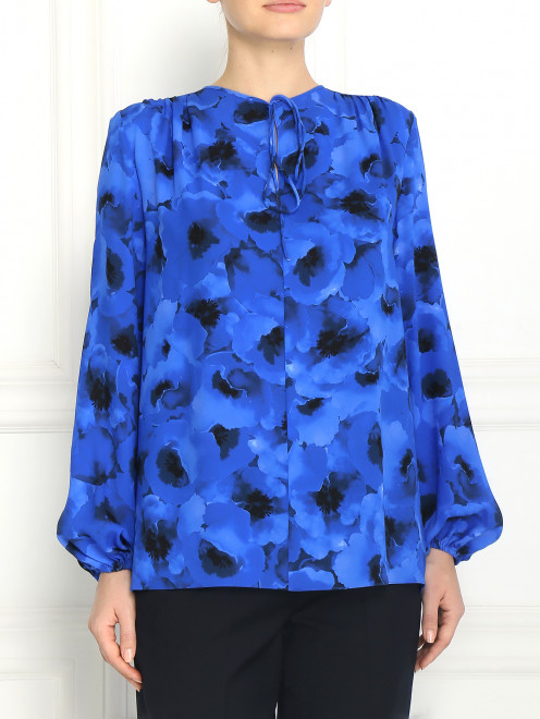 Блуза из шелка с цветочным узором - Модель Верх-Низ