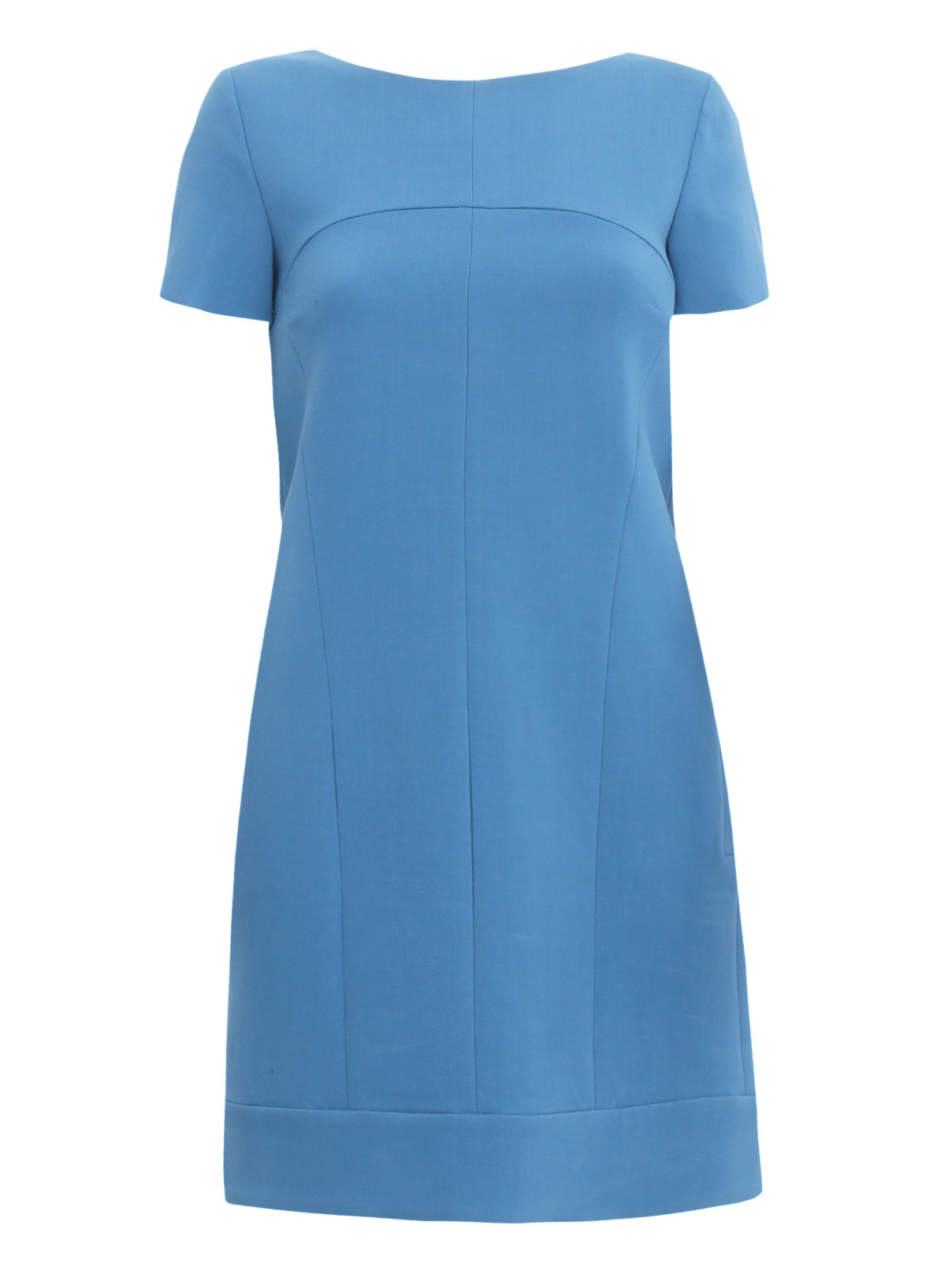 Платье из шерсти свободного кроя с боковыми карманами Alberta Ferretti  –  Общий вид  – Цвет:  Синий