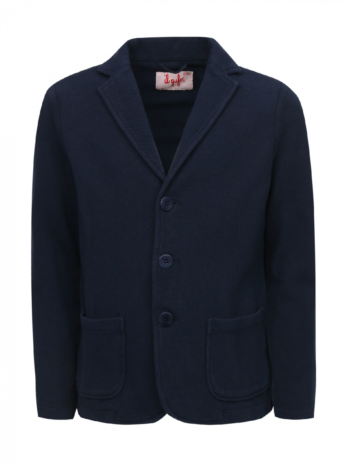 Пиджак трикотажный с накладными карманами Il Gufo  –  Общий вид  – Цвет:  Синий