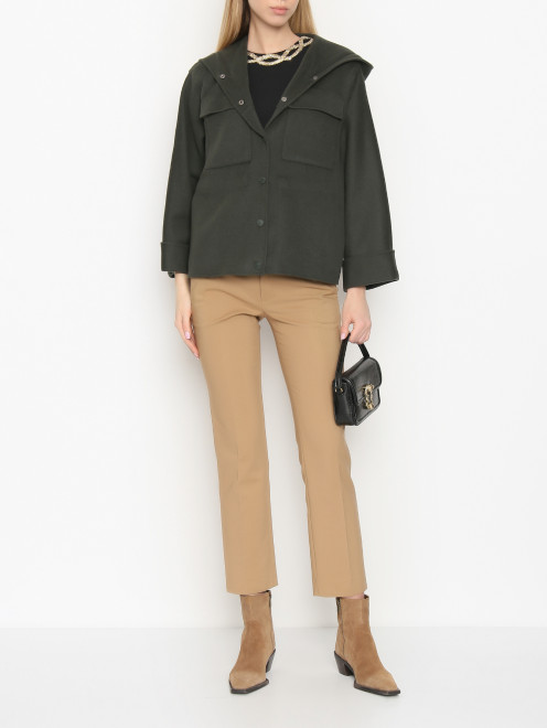 Полупальто из шерсти с кулиской на талии Weekend Max Mara - МодельОбщийВид