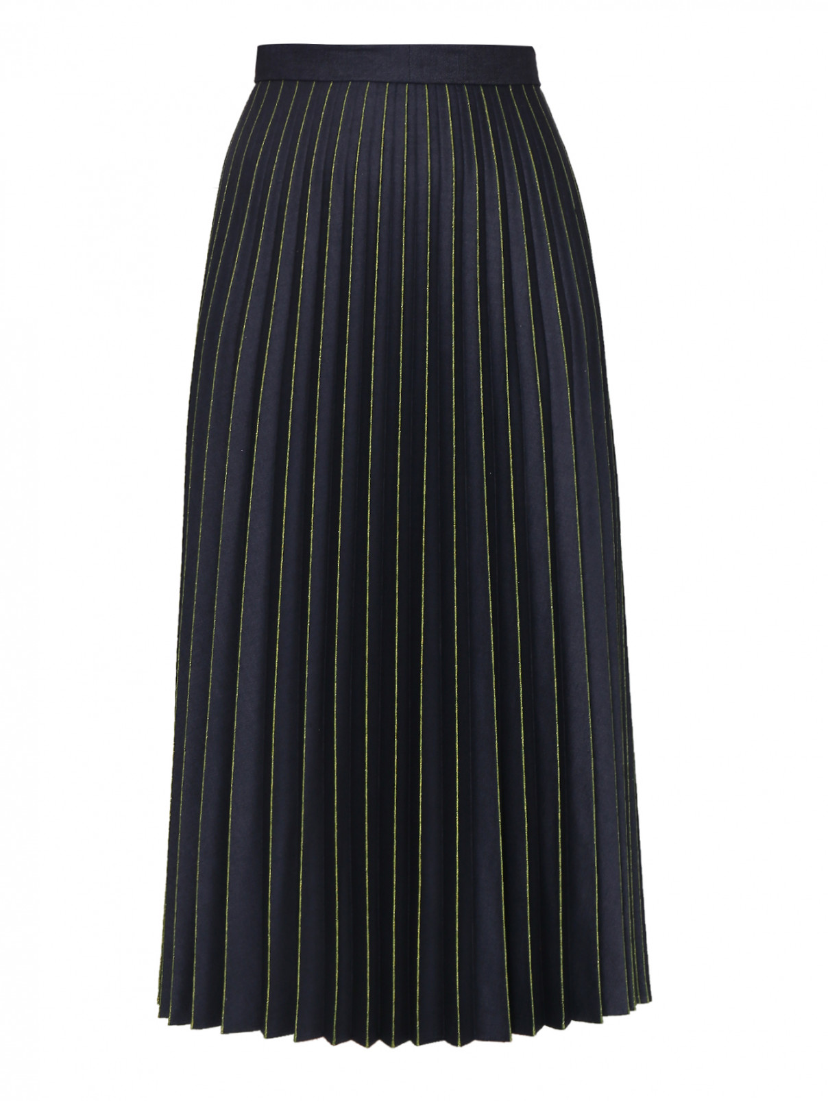 Юбка миди с контрастными полосками Marina Rinaldi  –  Общий вид  – Цвет:  Синий