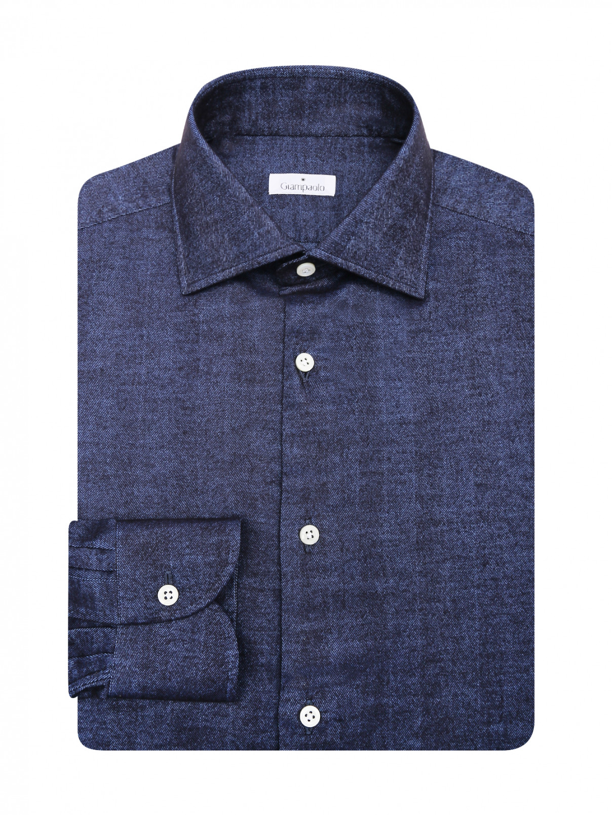 Рубашка из смешанного хлопка Giampaolo  –  Общий вид  – Цвет:  Синий