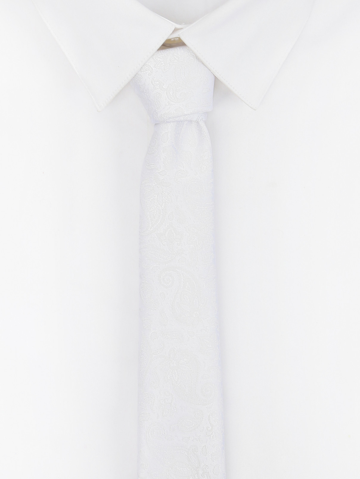 Галстук из шелка с узором Luigi Bianchi Mantova  –  Модель Общий вид  – Цвет:  Серый