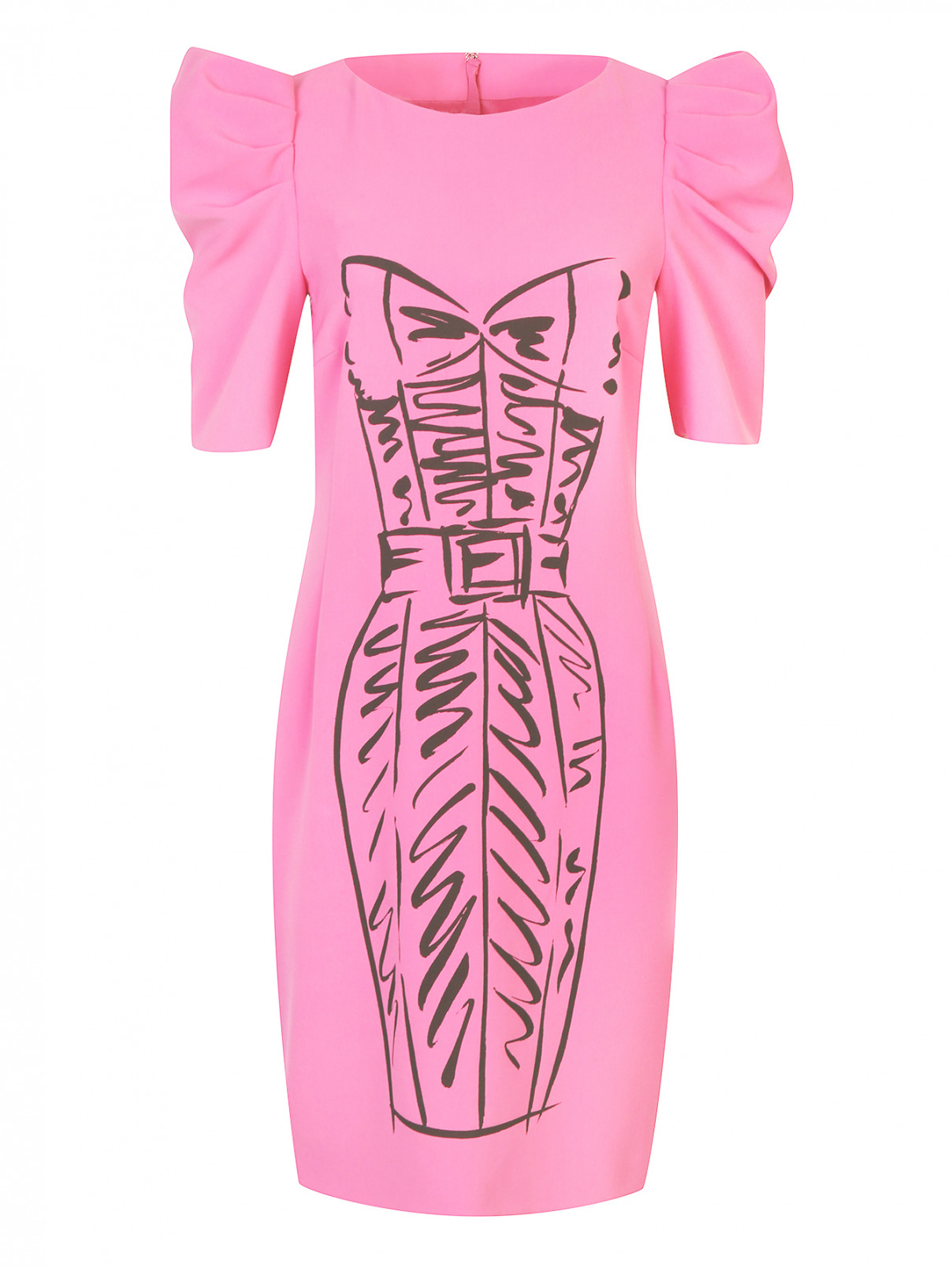 Платье-футляр с принтом Moschino  –  Общий вид  – Цвет:  Фиолетовый