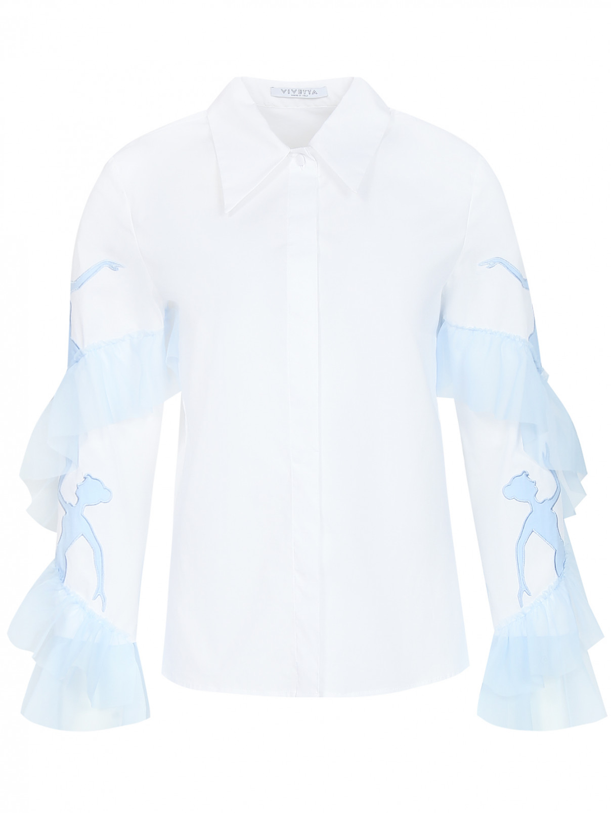 Блуза из хлопка с декоративной отделкой Vivetta  –  Общий вид  – Цвет:  Белый