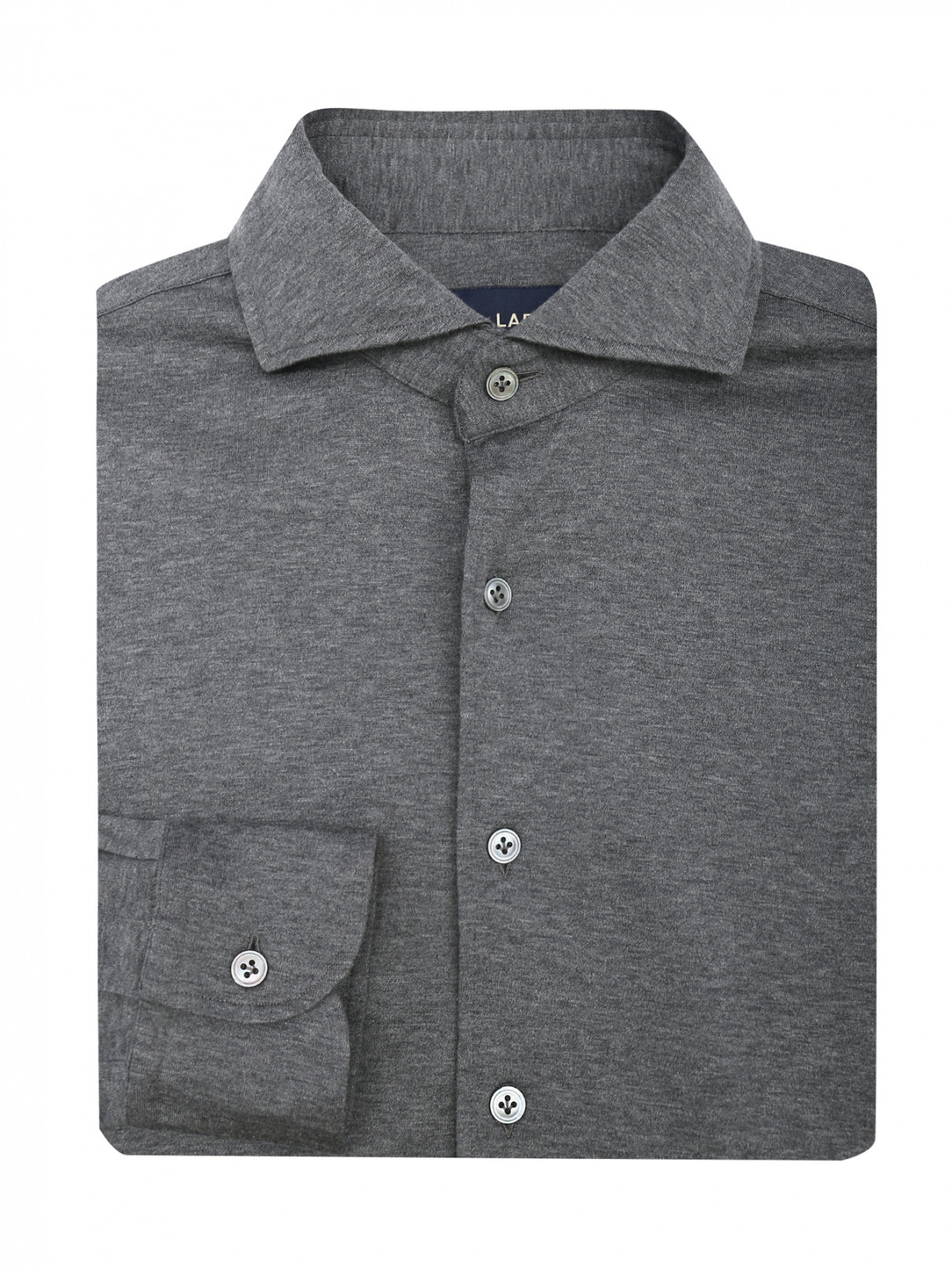 Рубашка из хлопка однотонная LARDINI  –  Общий вид  – Цвет:  Серый