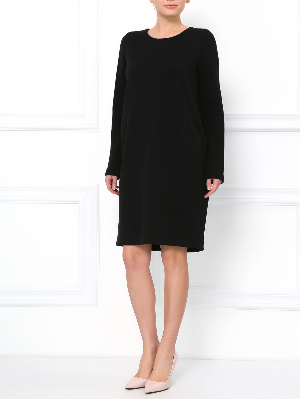 Свободное платье из шерсти Jil Sander  –  Модель Общий вид  – Цвет:  Черный