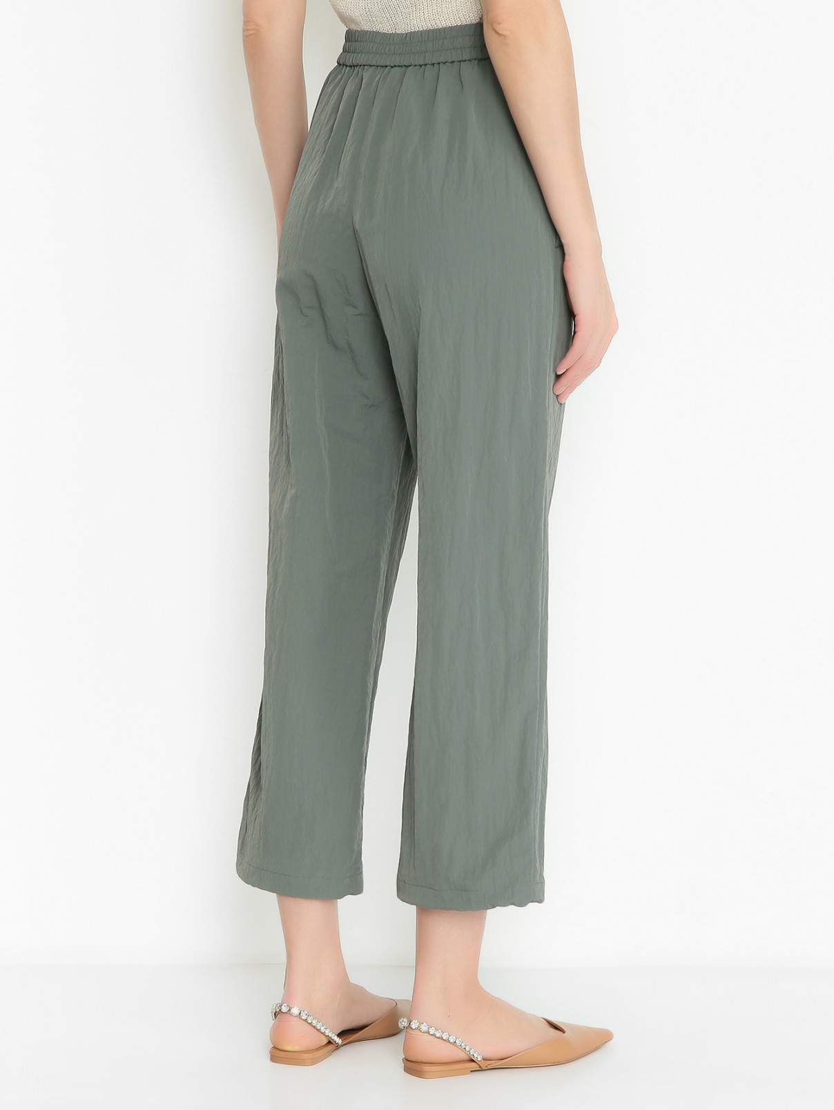 Брюки на резинке и кулисках по низу Max Mara  –  МодельВерхНиз1  – Цвет:  Зеленый