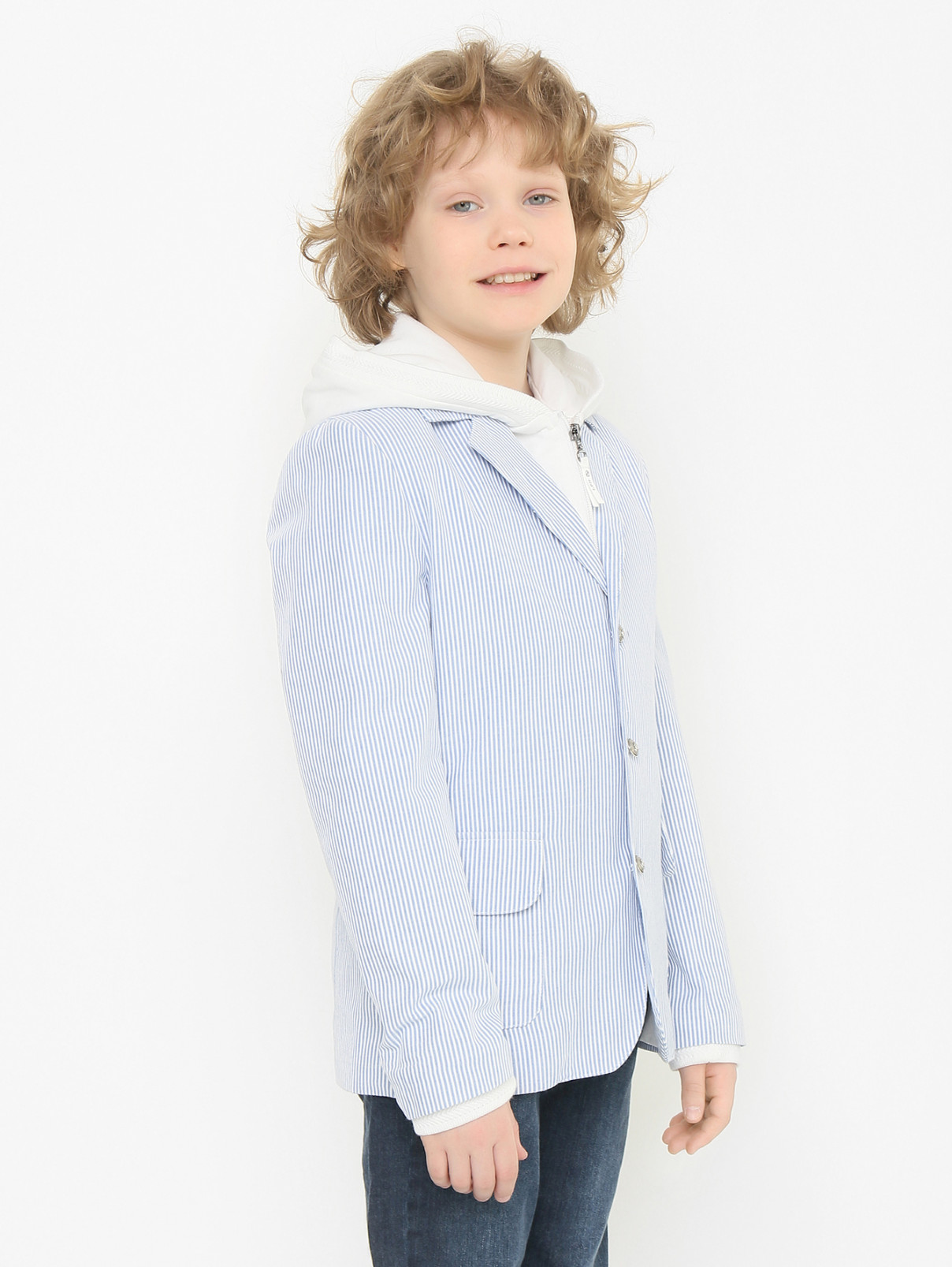 Пиджак в полоску с капюшоном Lapin House  –  МодельВерхНиз  – Цвет:  Узор