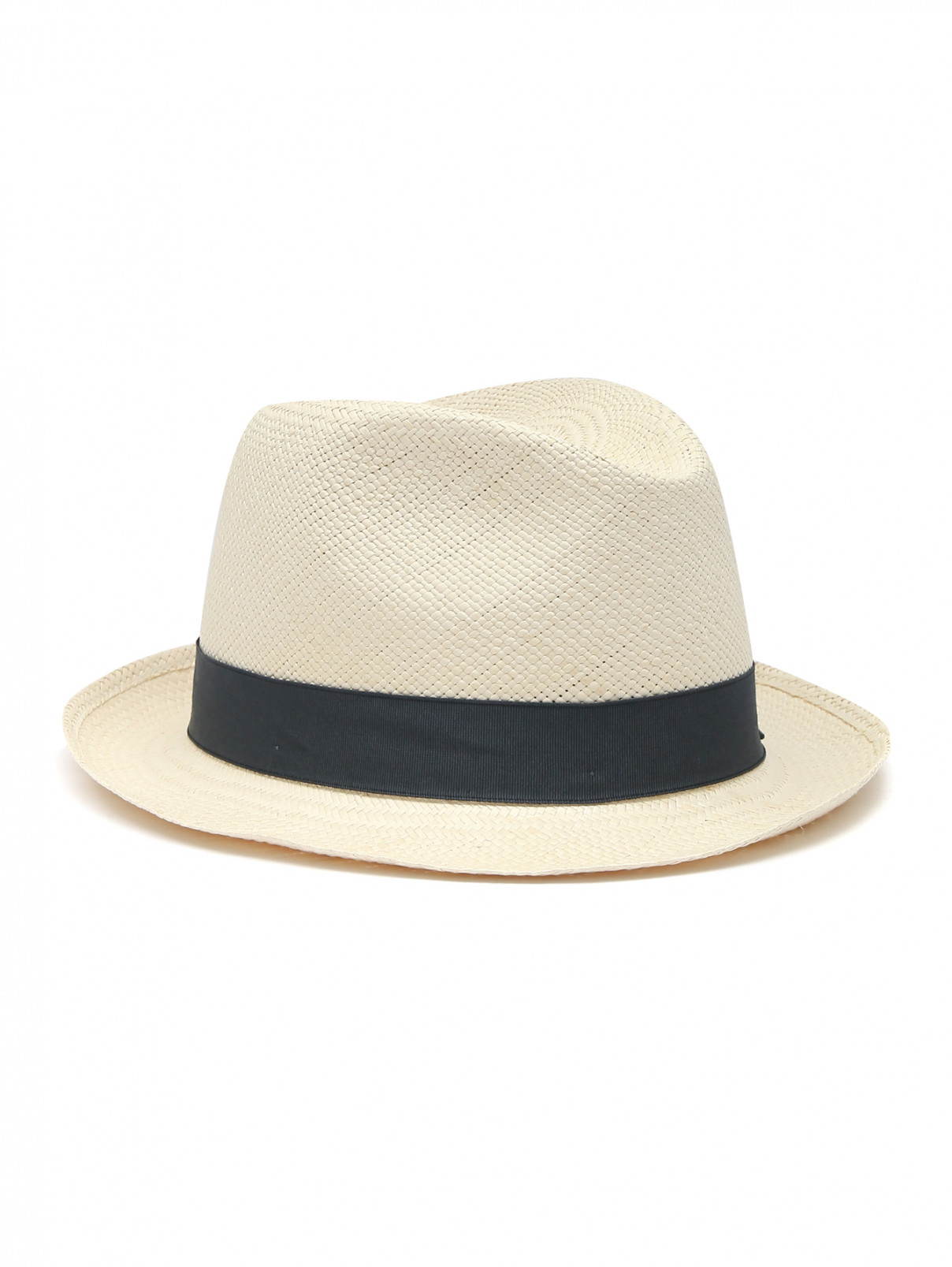 Плетеная шляпа с контрастной лентой Borsalino  –  Общий вид  – Цвет:  Бежевый