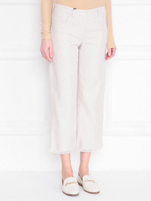 Бриджи из хлопка и льна с необработанным краем Max Mara - МодельВерхНиз