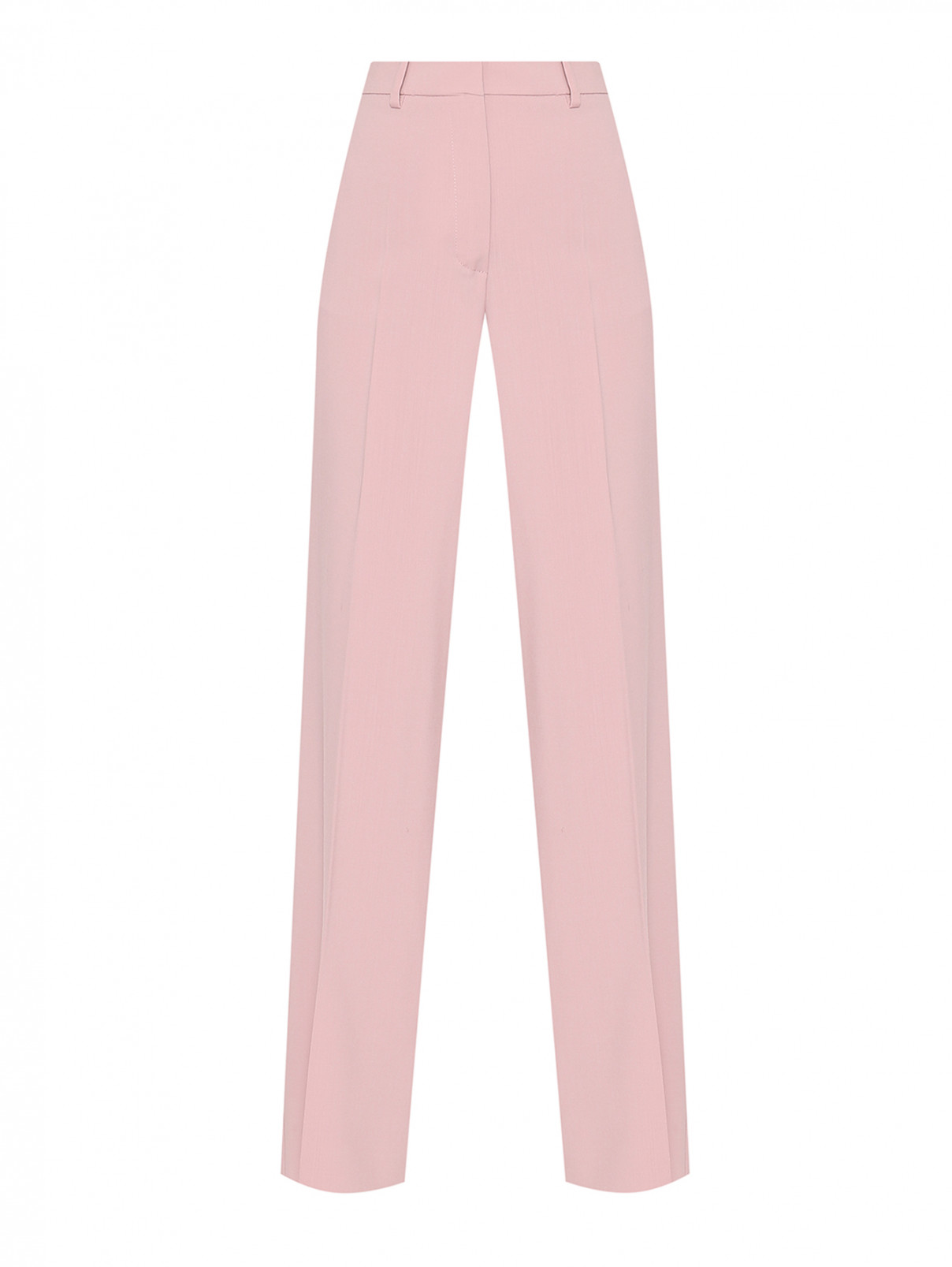 Однотонные брюки из шерсти Weekend Max Mara  –  Общий вид  – Цвет:  Розовый