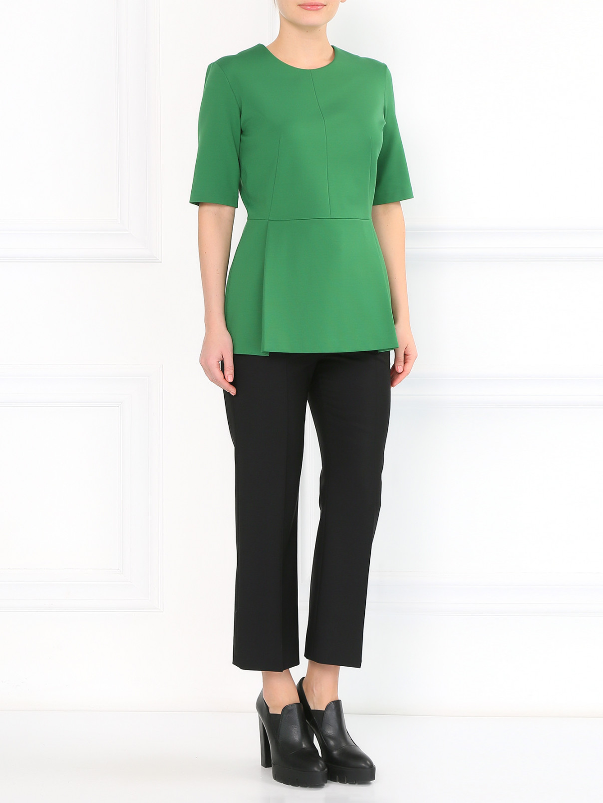Блуза с баской Jil Sander  –  Модель Общий вид  – Цвет:  Зеленый