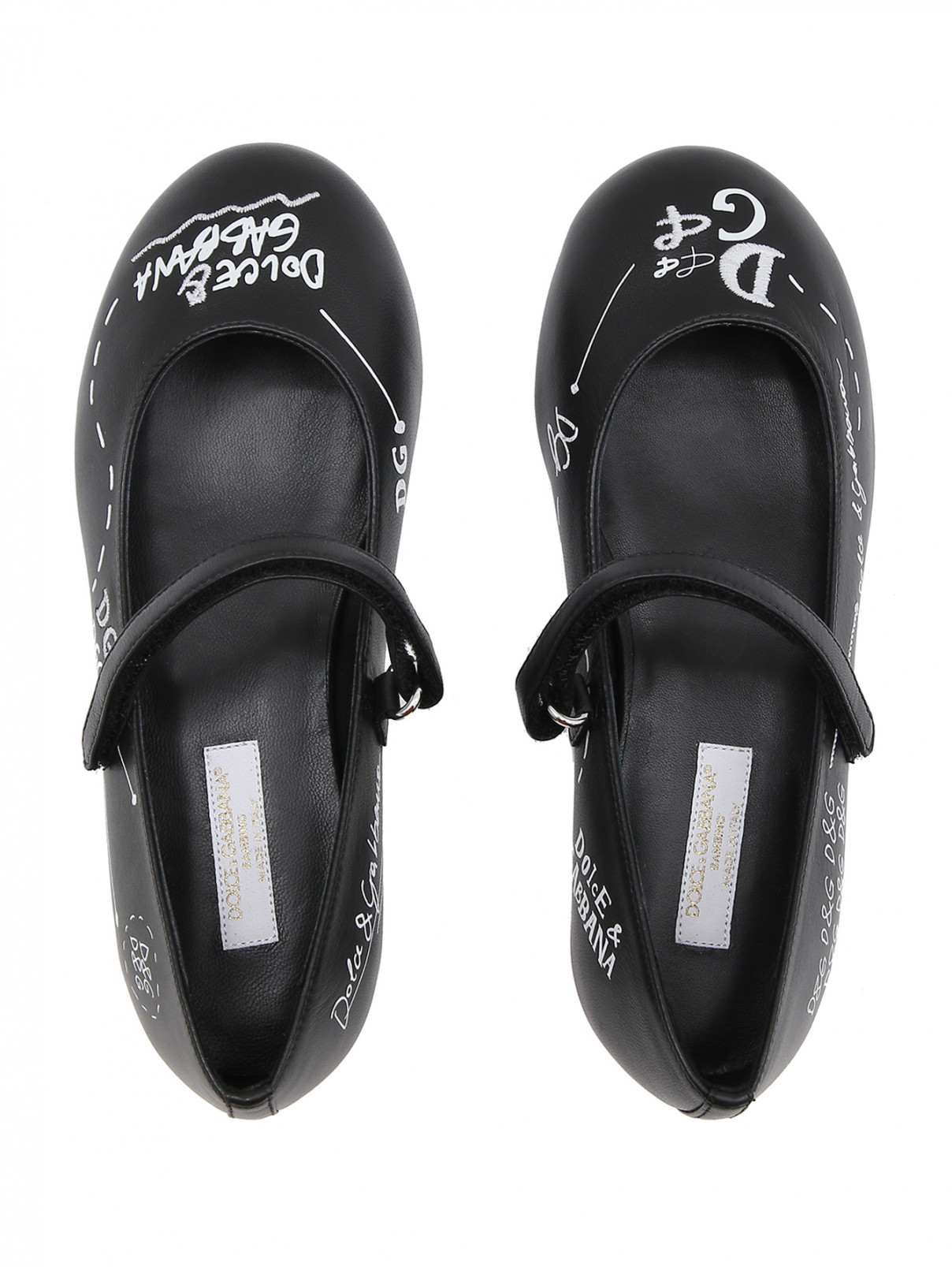 Кожаные туфли с принтом Dolce & Gabbana  –  Обтравка4  – Цвет:  Черный