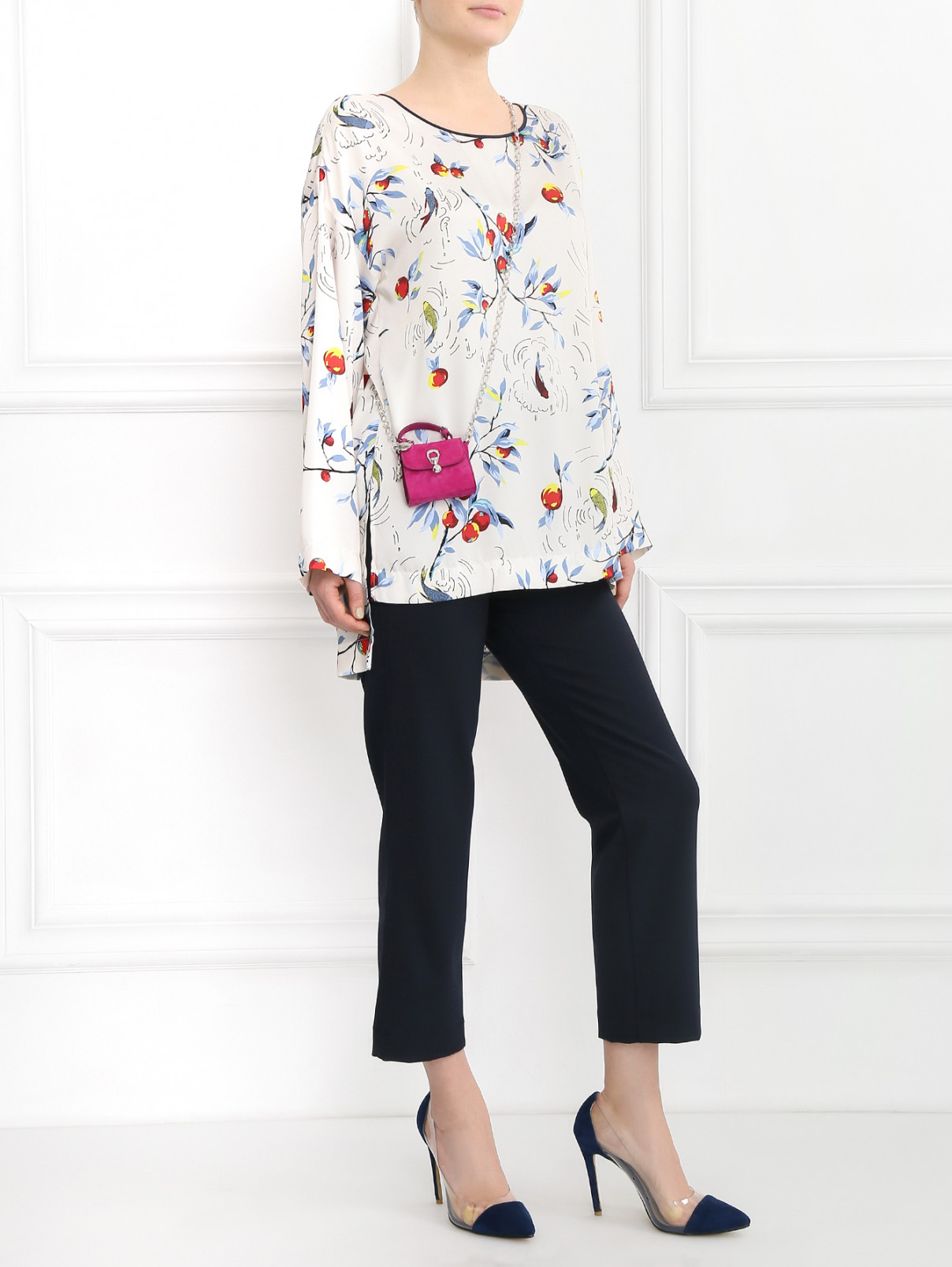 Блуза асимметричного кроя с узором Antonio Marras  –  Модель Общий вид  – Цвет:  Белый