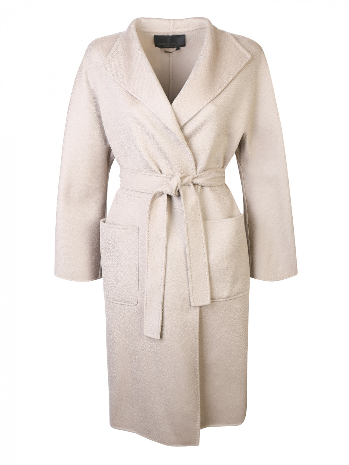 Пальто из кашемира с поясом Marina Rinaldi  –  Общий вид  – Цвет:  Серый