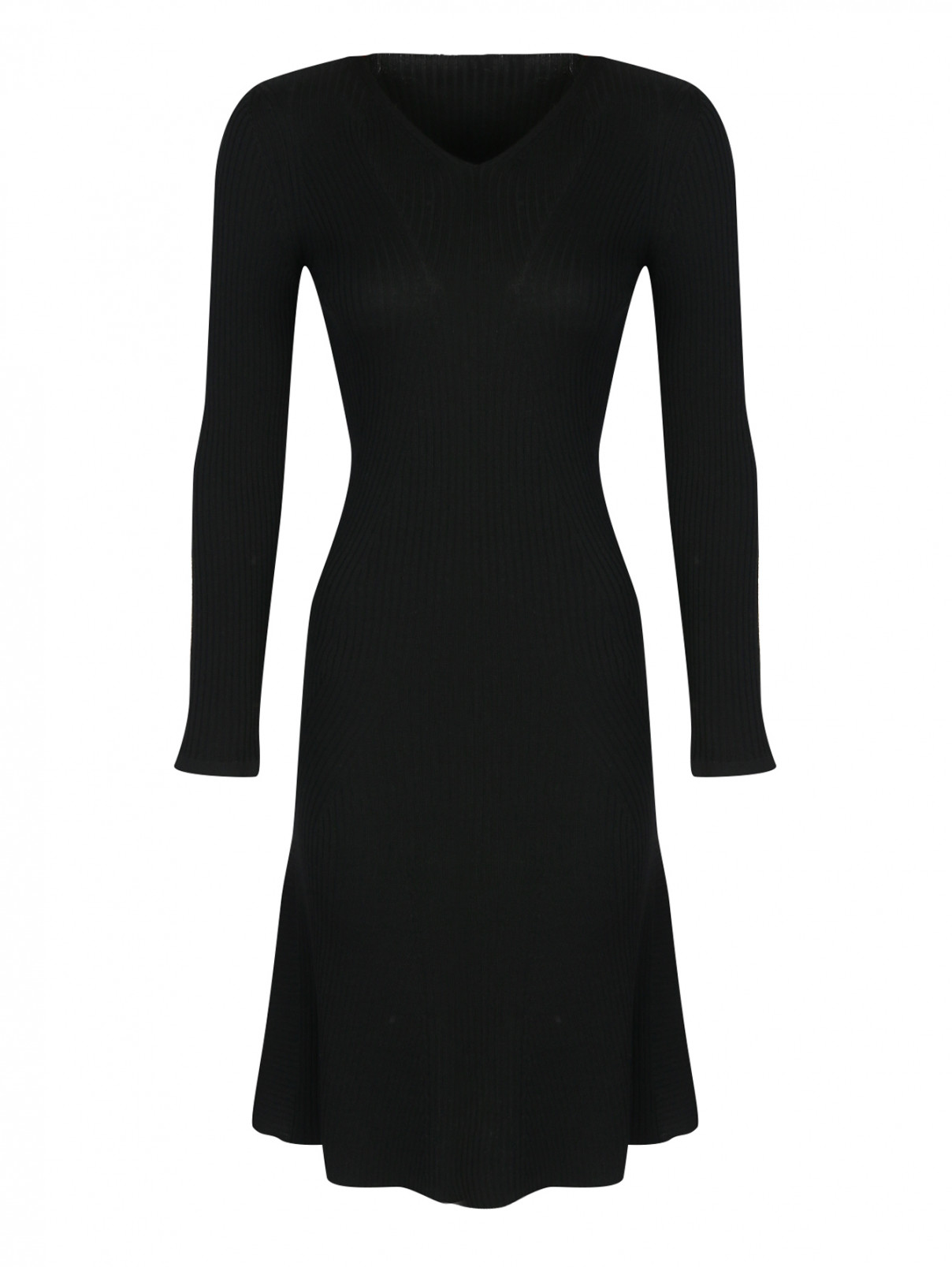Платье трикотажное из шерсти Alberta Ferretti  –  Общий вид  – Цвет:  Черный
