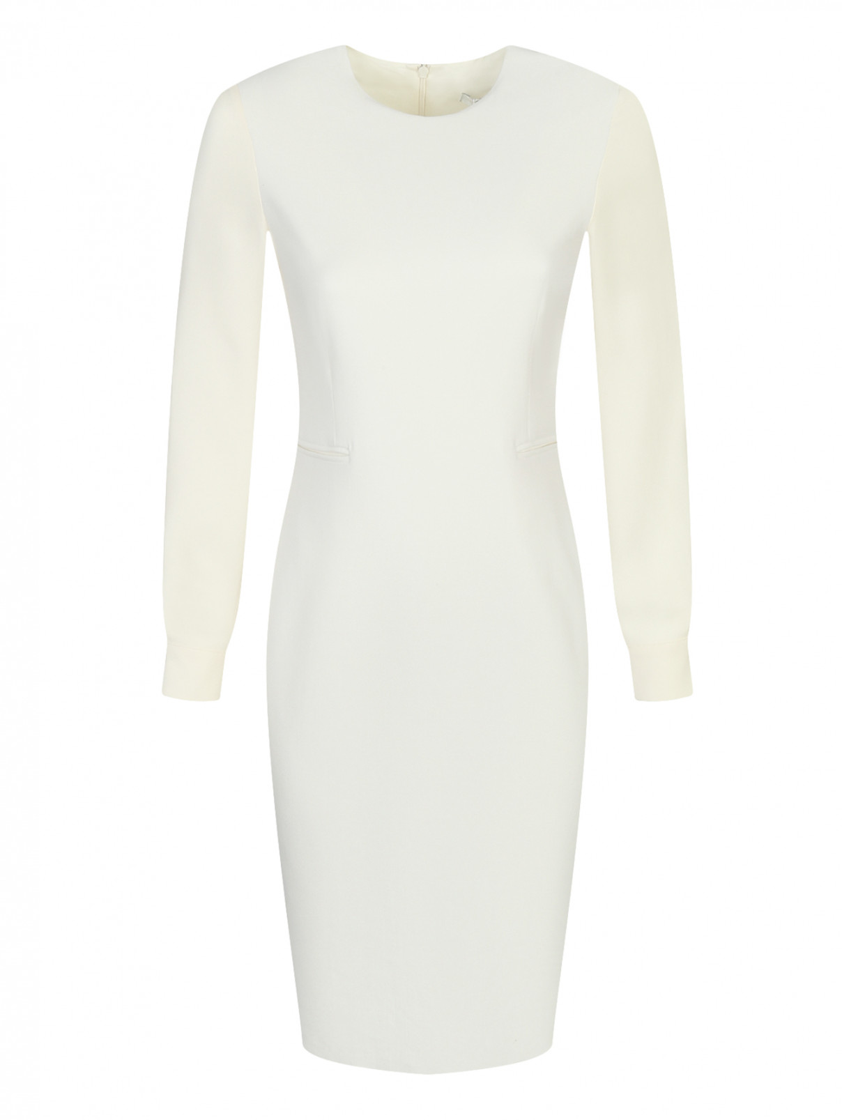Платье-футляр из шерсти Max Mara  –  Общий вид  – Цвет:  Белый