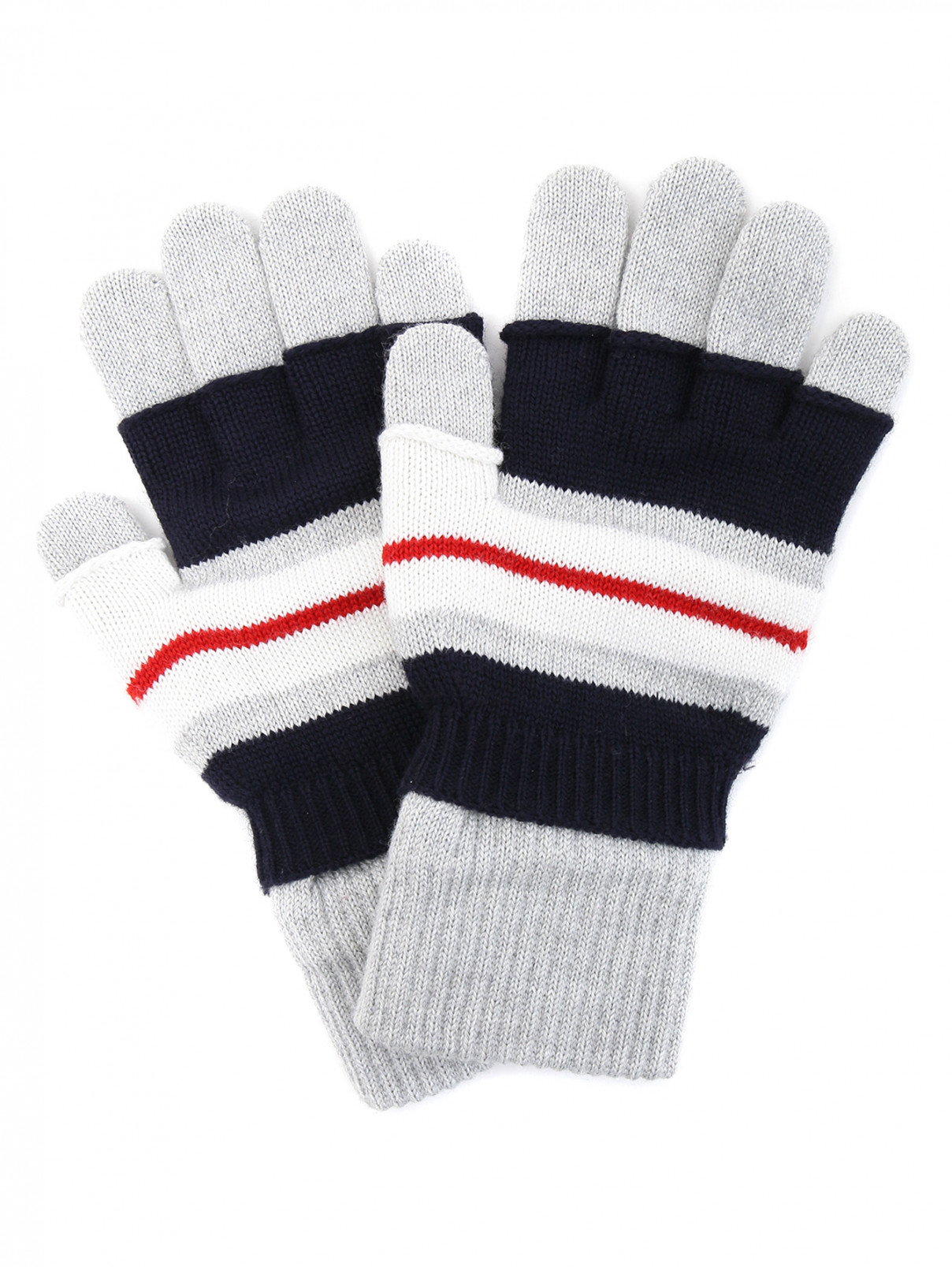 Перчатки мелкой вязки в полоску Armani Junior  –  Общий вид  – Цвет:  Узор