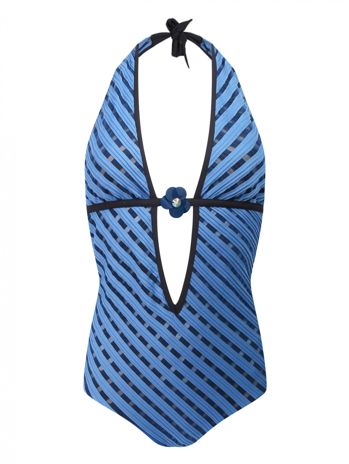 Купальник слитный с узором "полоска" La Perla  –  Общий вид  – Цвет:  Синий
