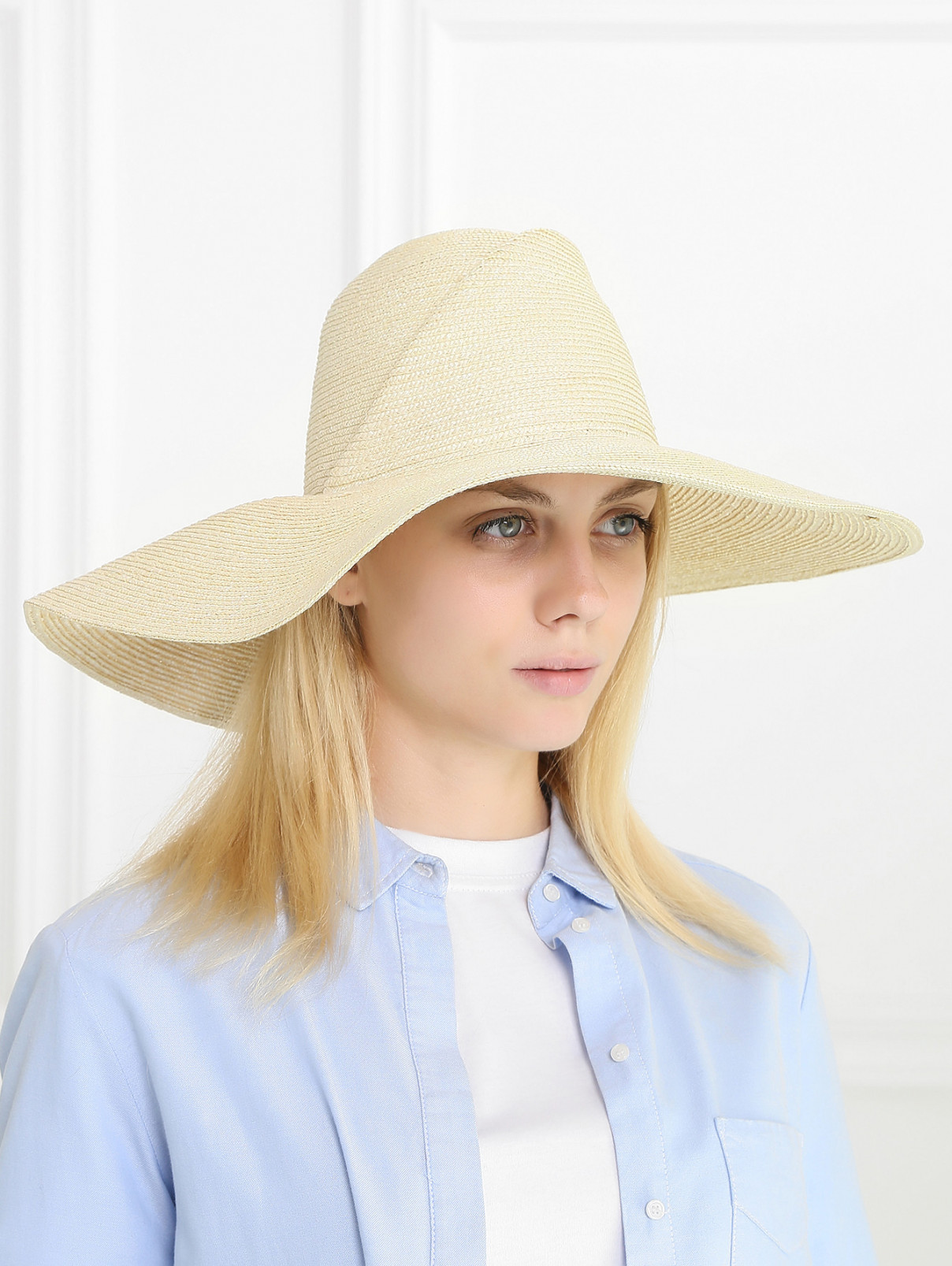 Шляпа из соломы с широкими полями Eugenia Kim  –  Модель Общий вид  – Цвет:  Бежевый