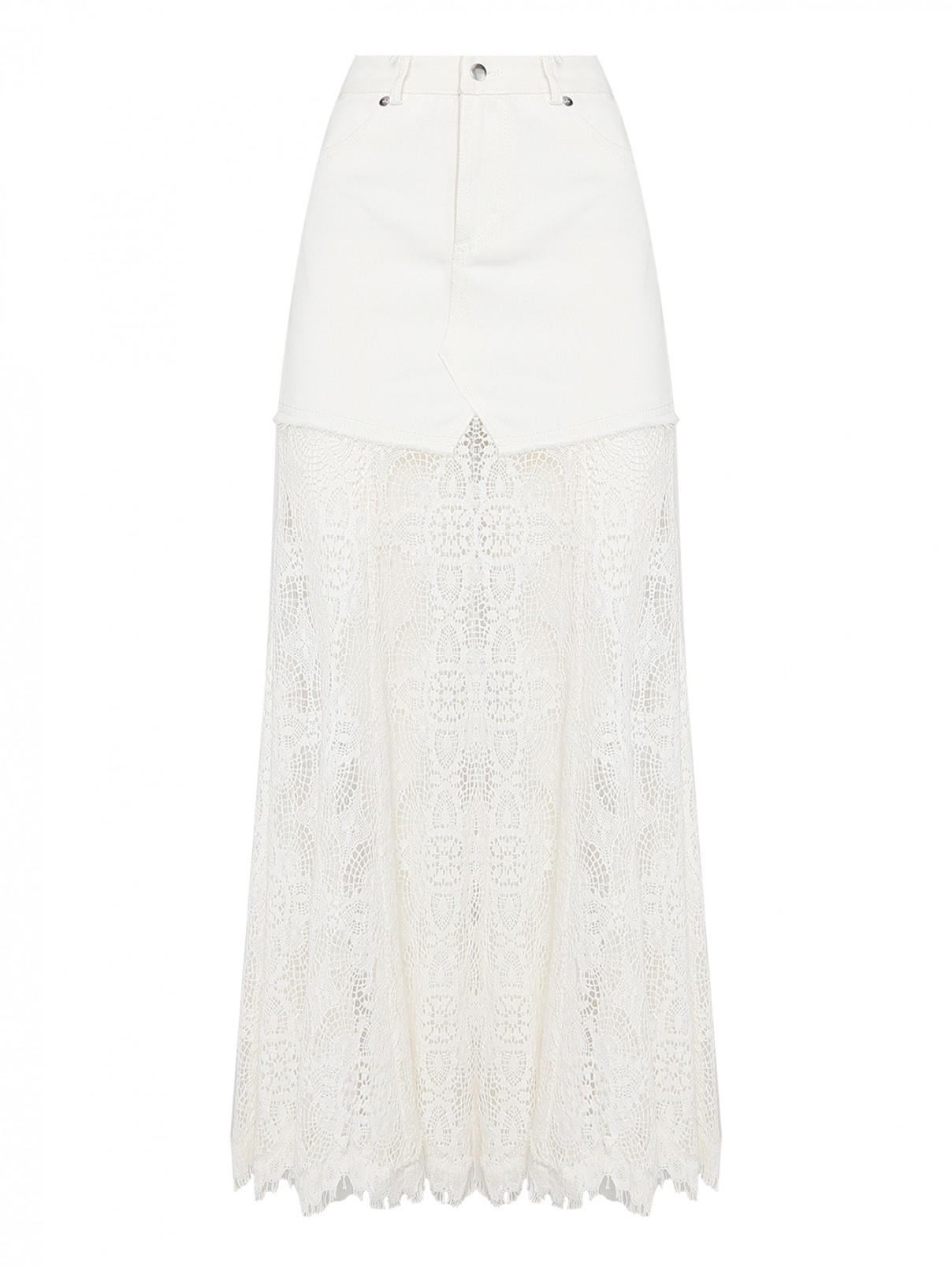 Комбинированная юбка-макси McQ  –  Общий вид  – Цвет:  Белый