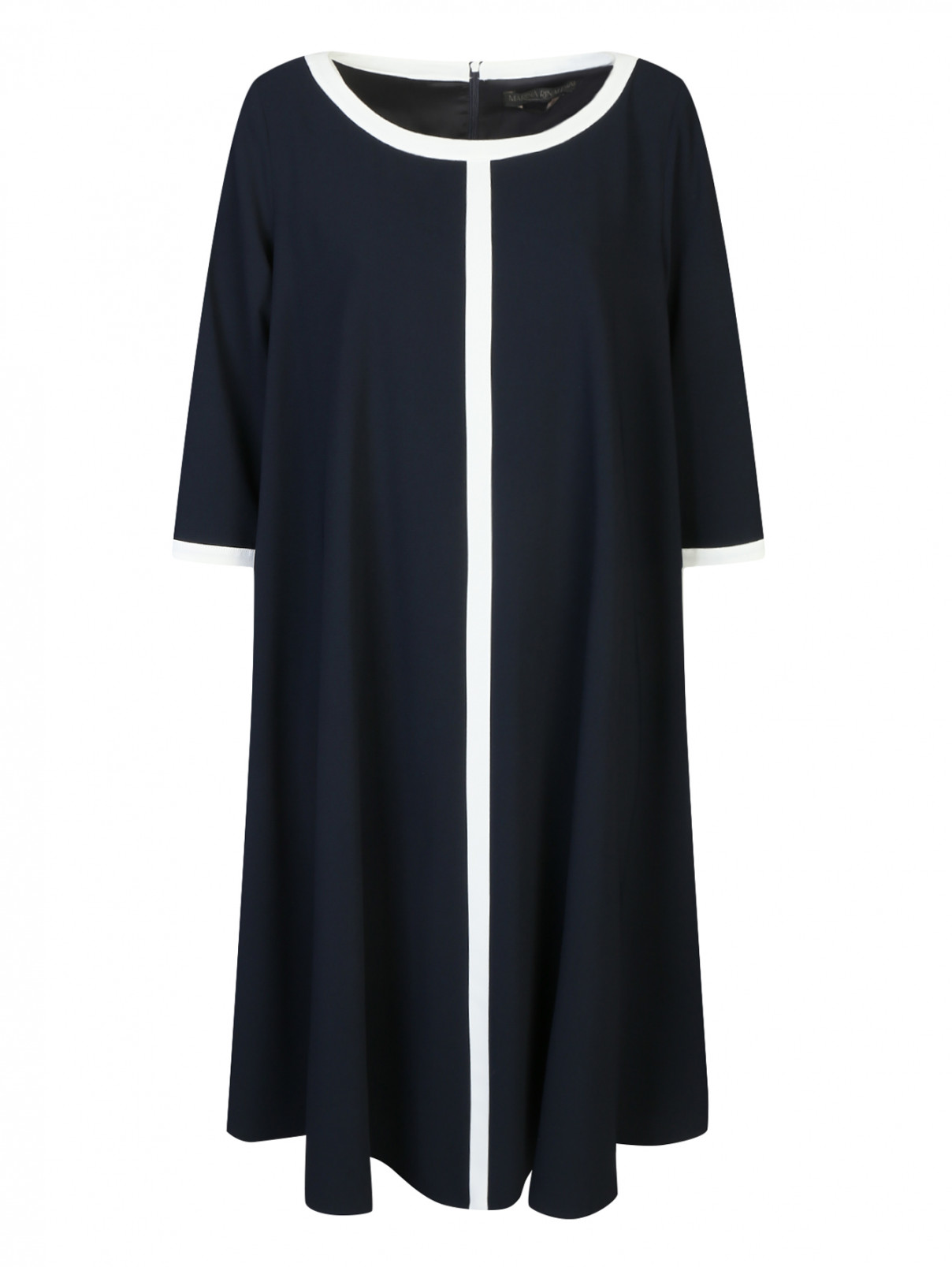 Платье свободного кроя с контрастной отделкой Marina Rinaldi  –  Общий вид  – Цвет:  Синий